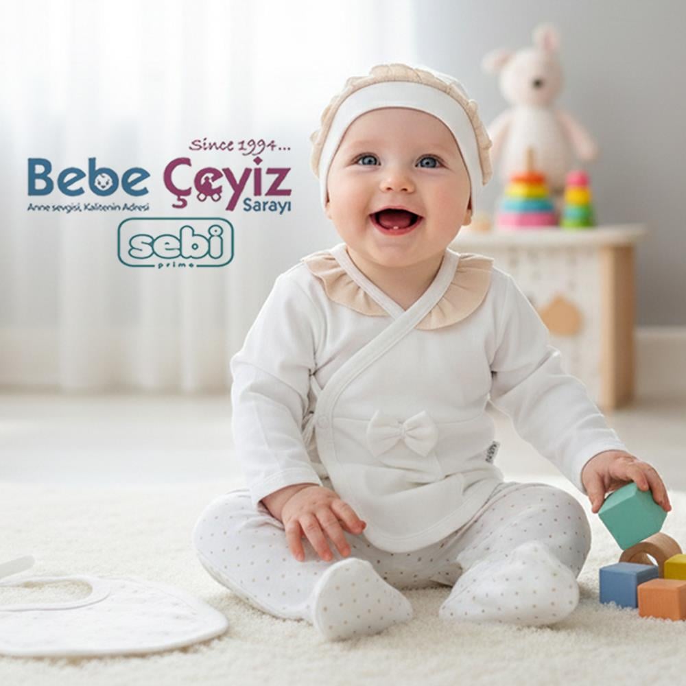 SEBİ PRİME Yaka Fırfırlı Puanlı 5'li Hastane Çıkışı ( Ekru )