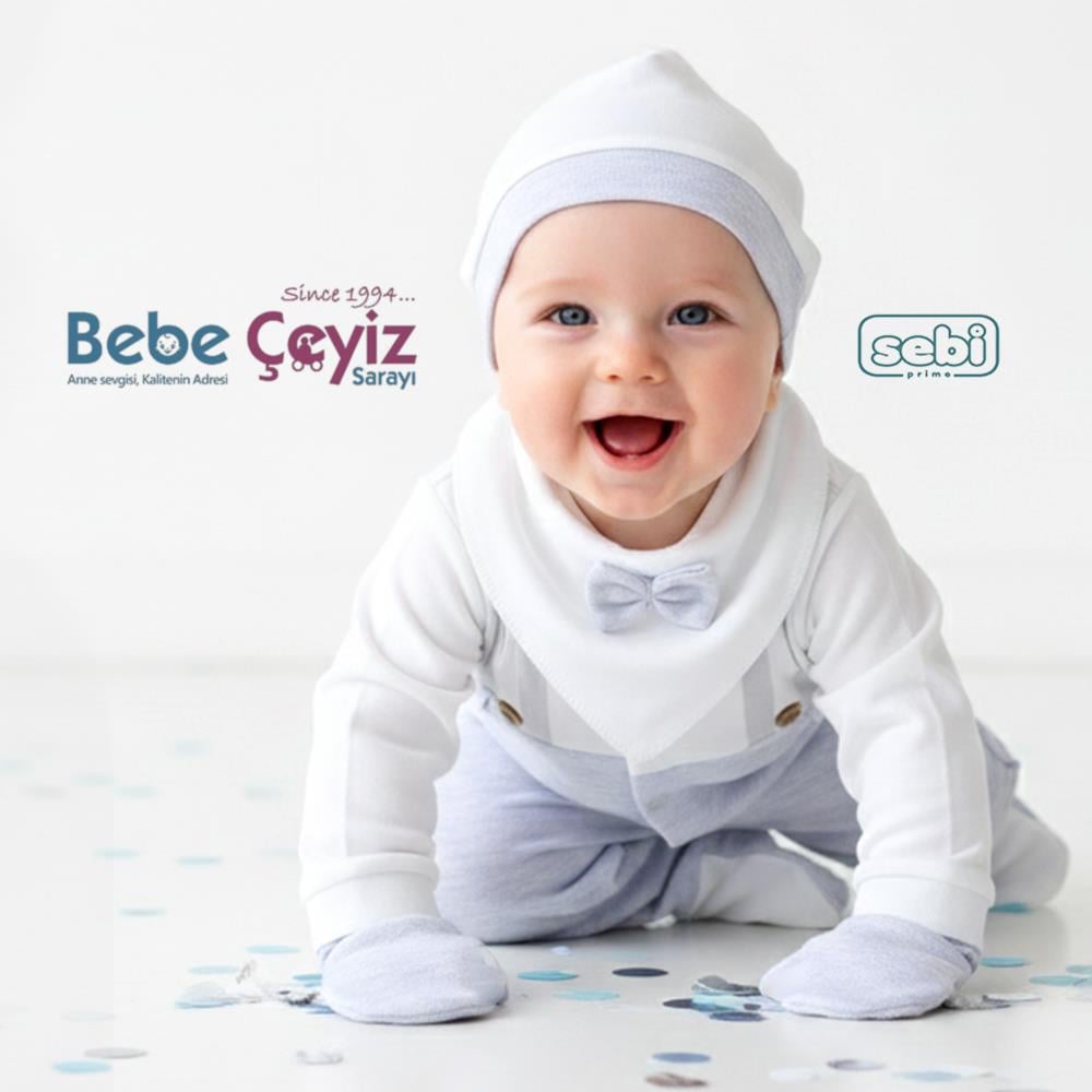 SEBİ PRİME Yaka Papyonlu Askılı 5'li Hastane Çıkışı ( Gri )