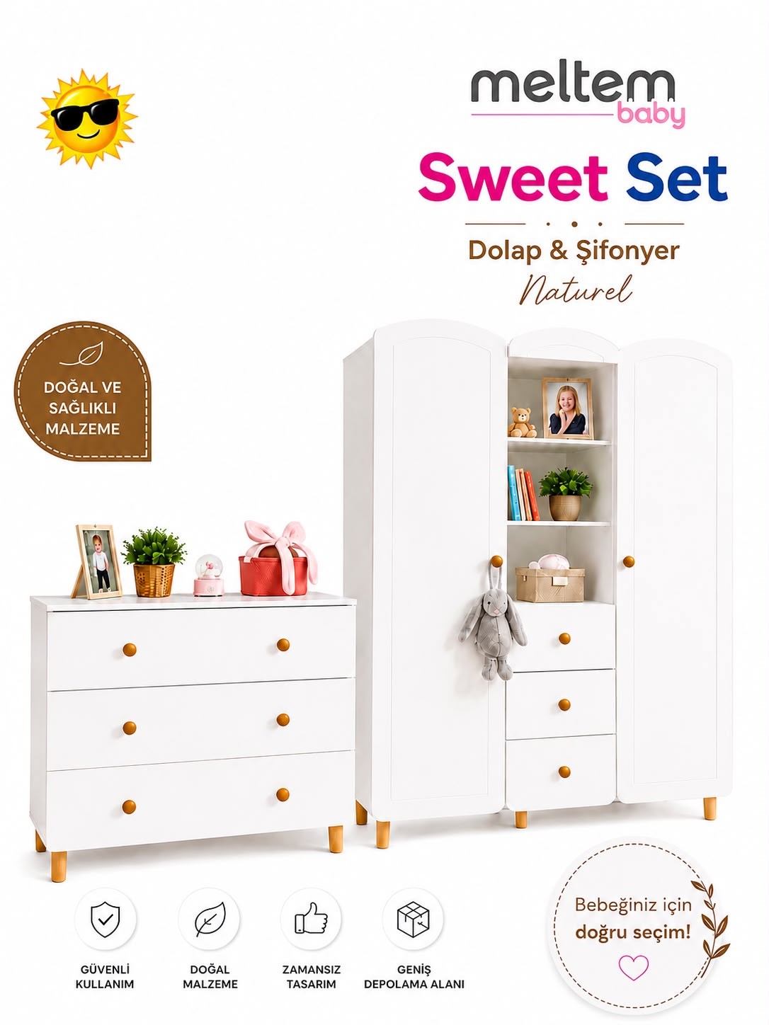 Sweet Dolap & Sweet Şifonyer Naturel