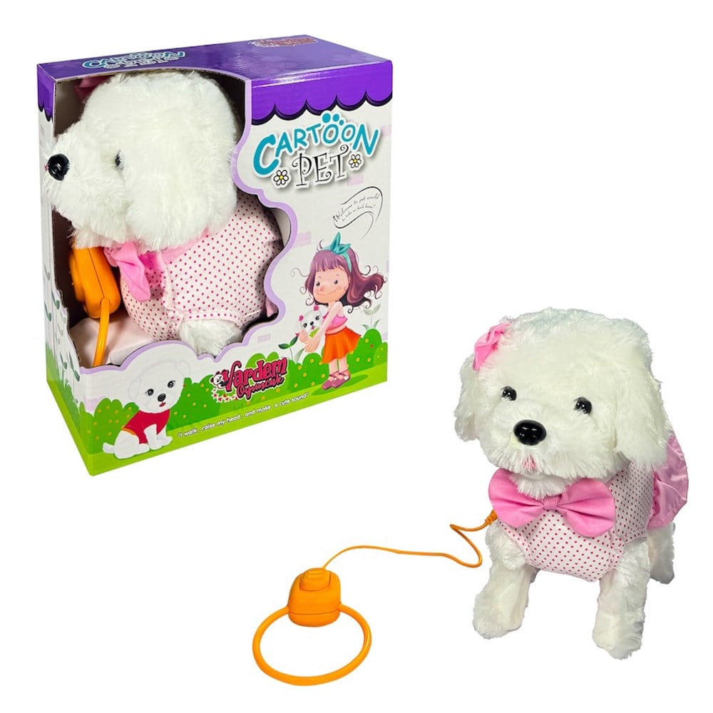 VARDEM Peluş Tasmalı Yürüyen Pembe Fiyon Köpek