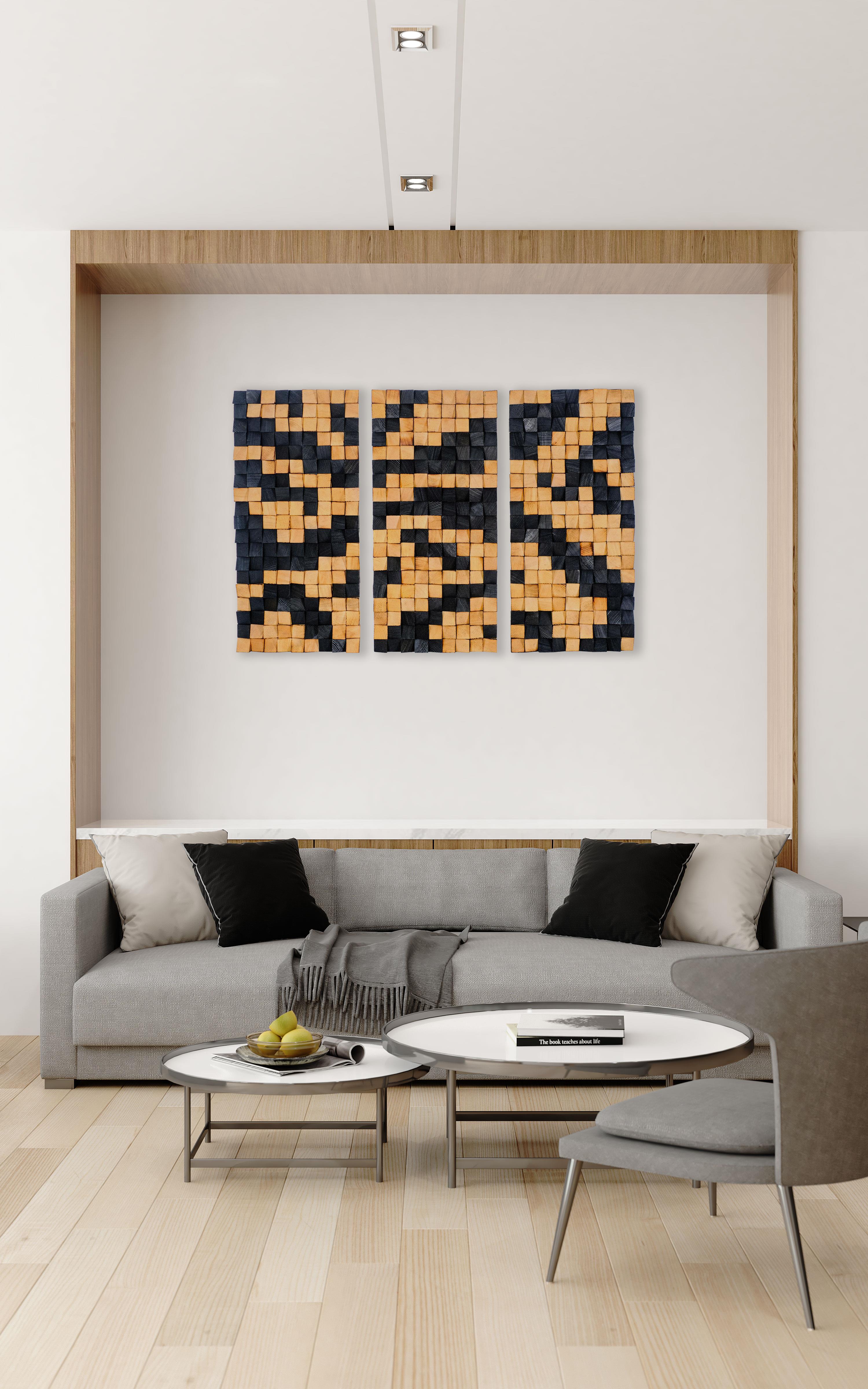 ·Hestia· 3lü Set El Yapımı Mozaik  Ahşap Duvar Tablosu