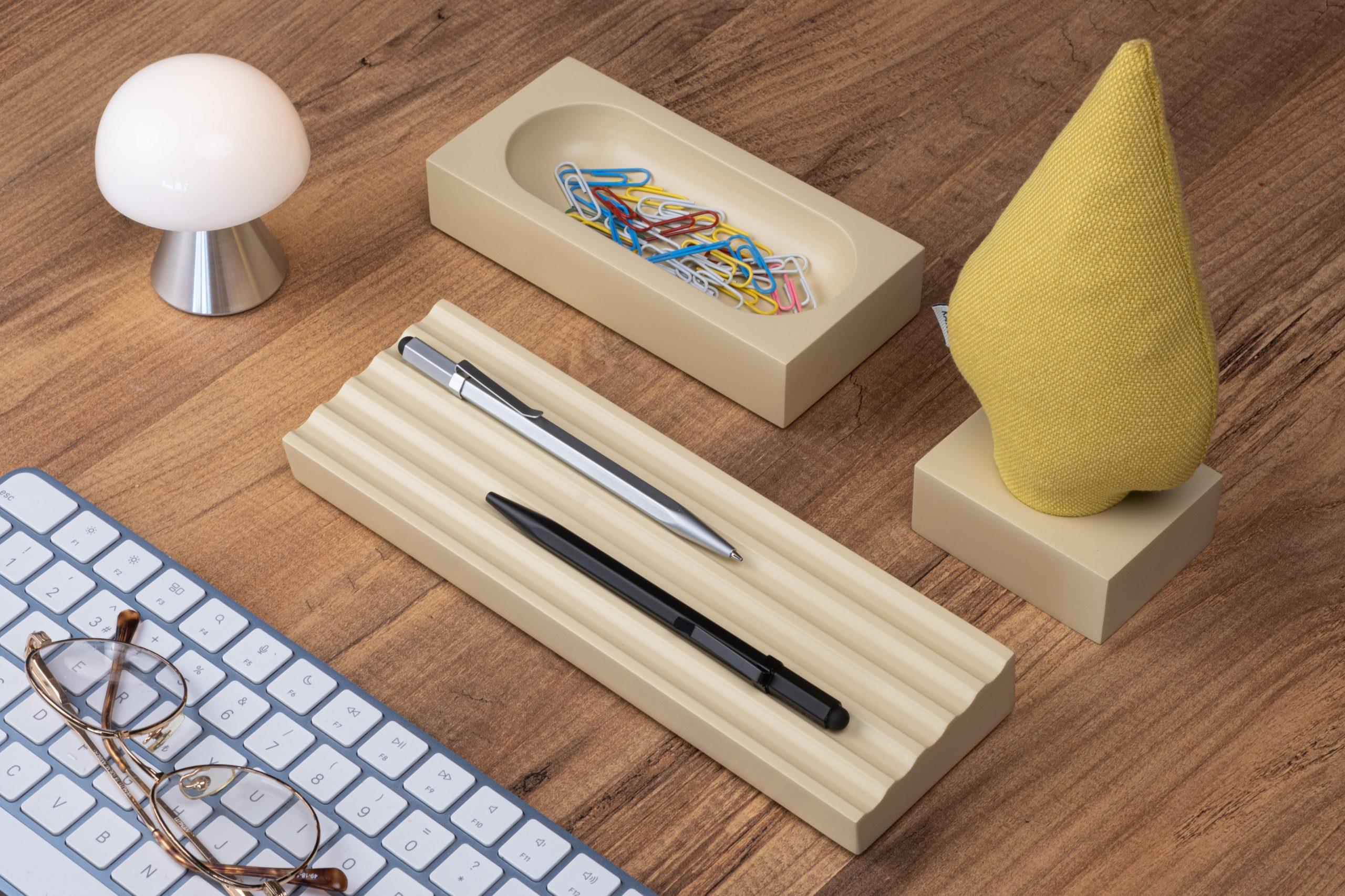 Kayigo Woody Krem Üçlü Ofis  Seti - Sarı Ladin