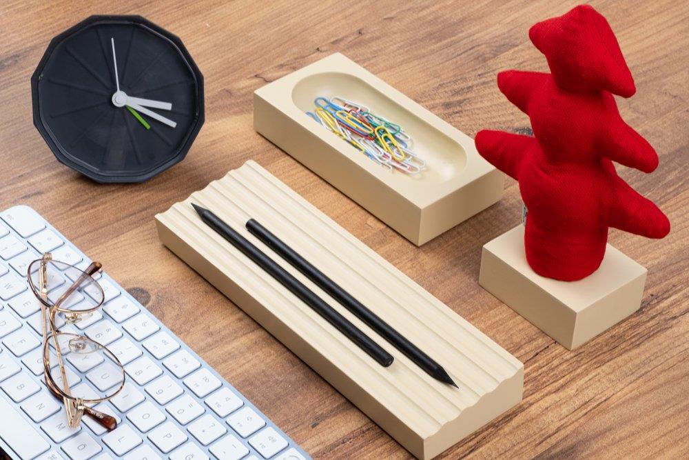 Kayigo Woody Krem Üçlü Ofis Seti - Kırmızı Çam
