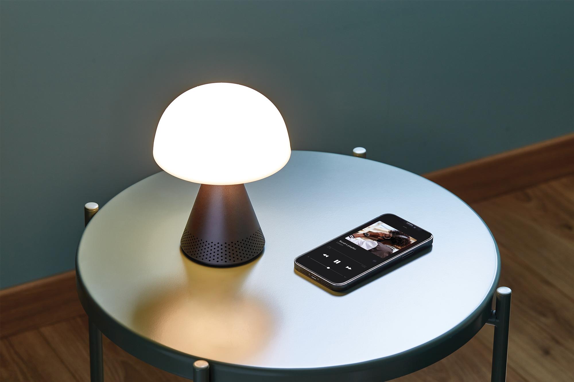Lexon Mina L Led Lamba ve  Bluetooth Hoparlör Metalik Gri