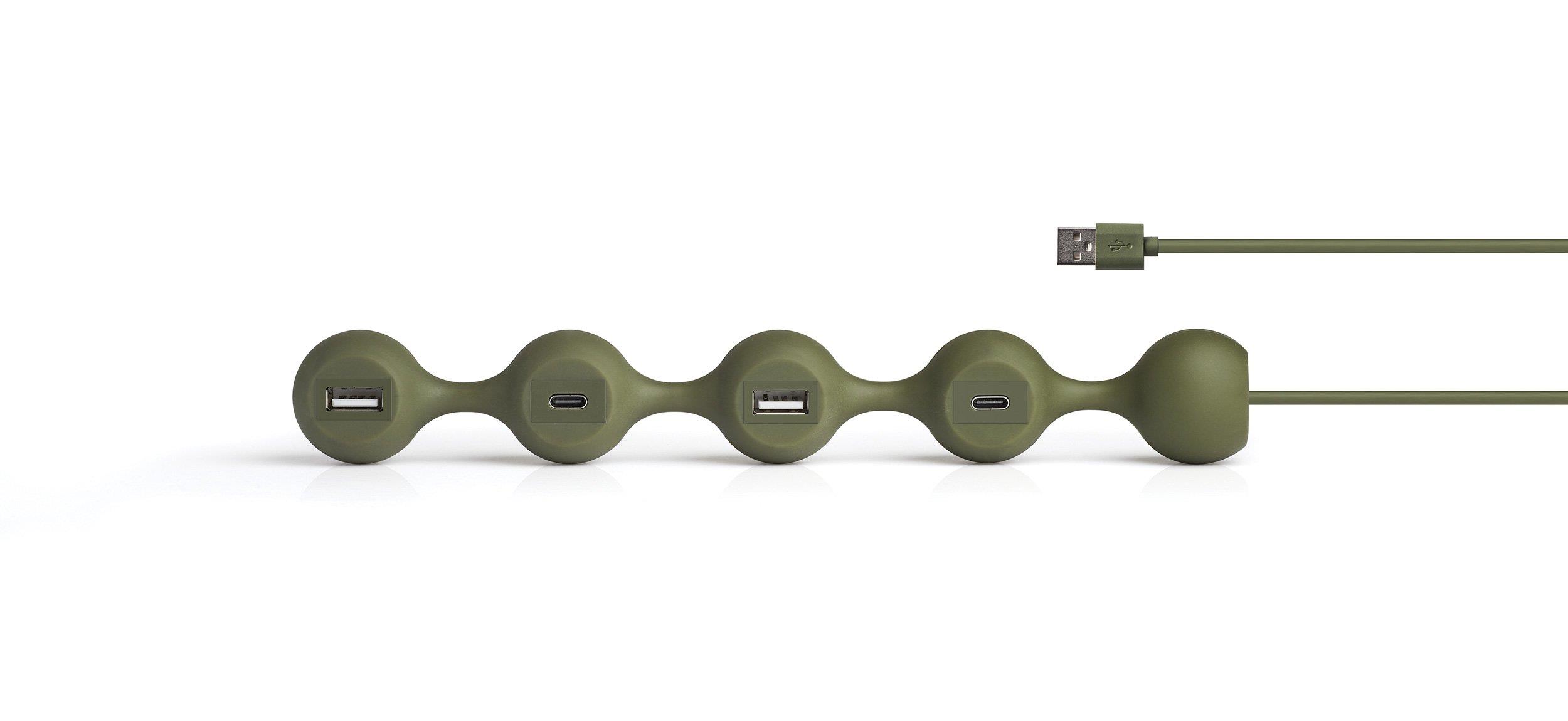 Lexon Peas Hub 2 Usb Çoğaltıcı Haki