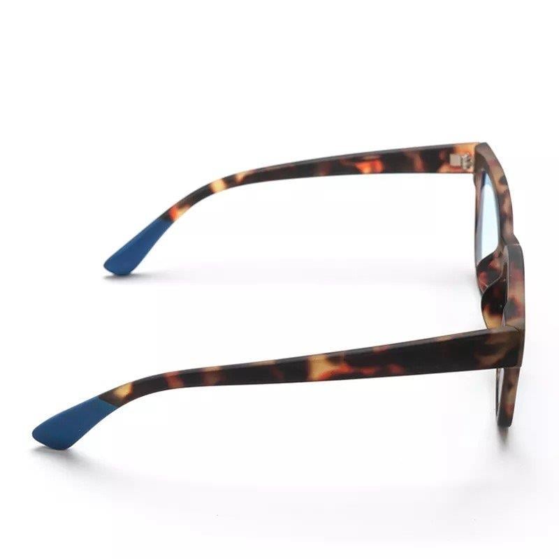 Okkia Giovanni Classic Havana & Blue Unisex Güneş Gözlüğü Mavi Lens