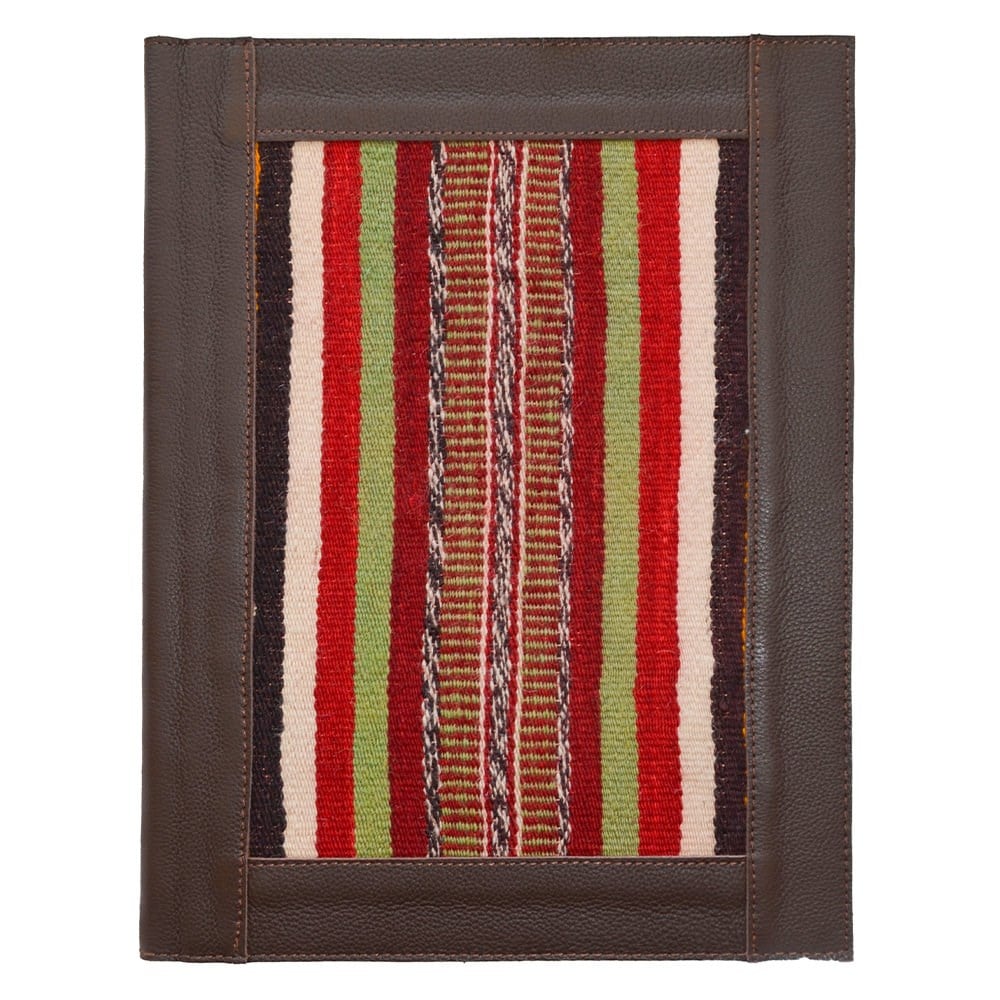 Antika Kilim Detaylı A4 Boyutunda Acı Kahve Renk Deri Organizer