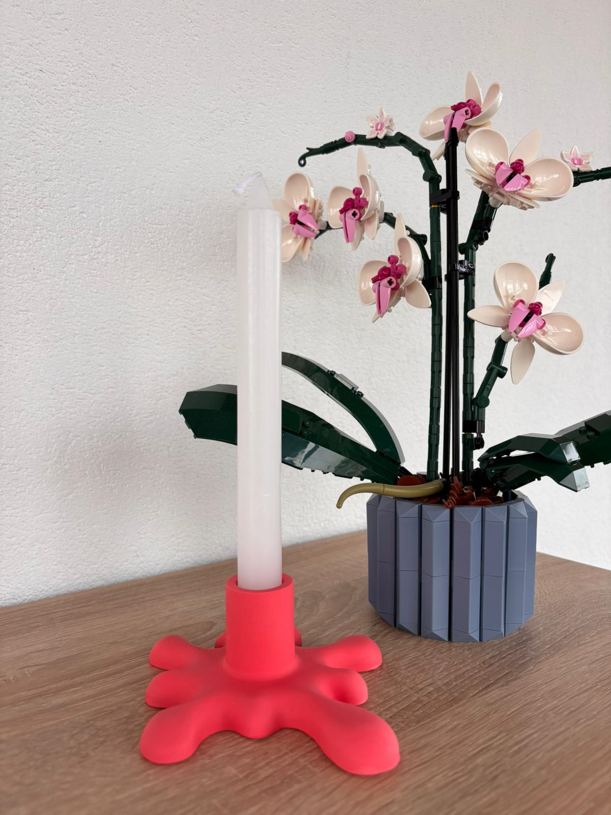 Atölye Mona Jesmonite Pennellata Şamdan Kırmızı