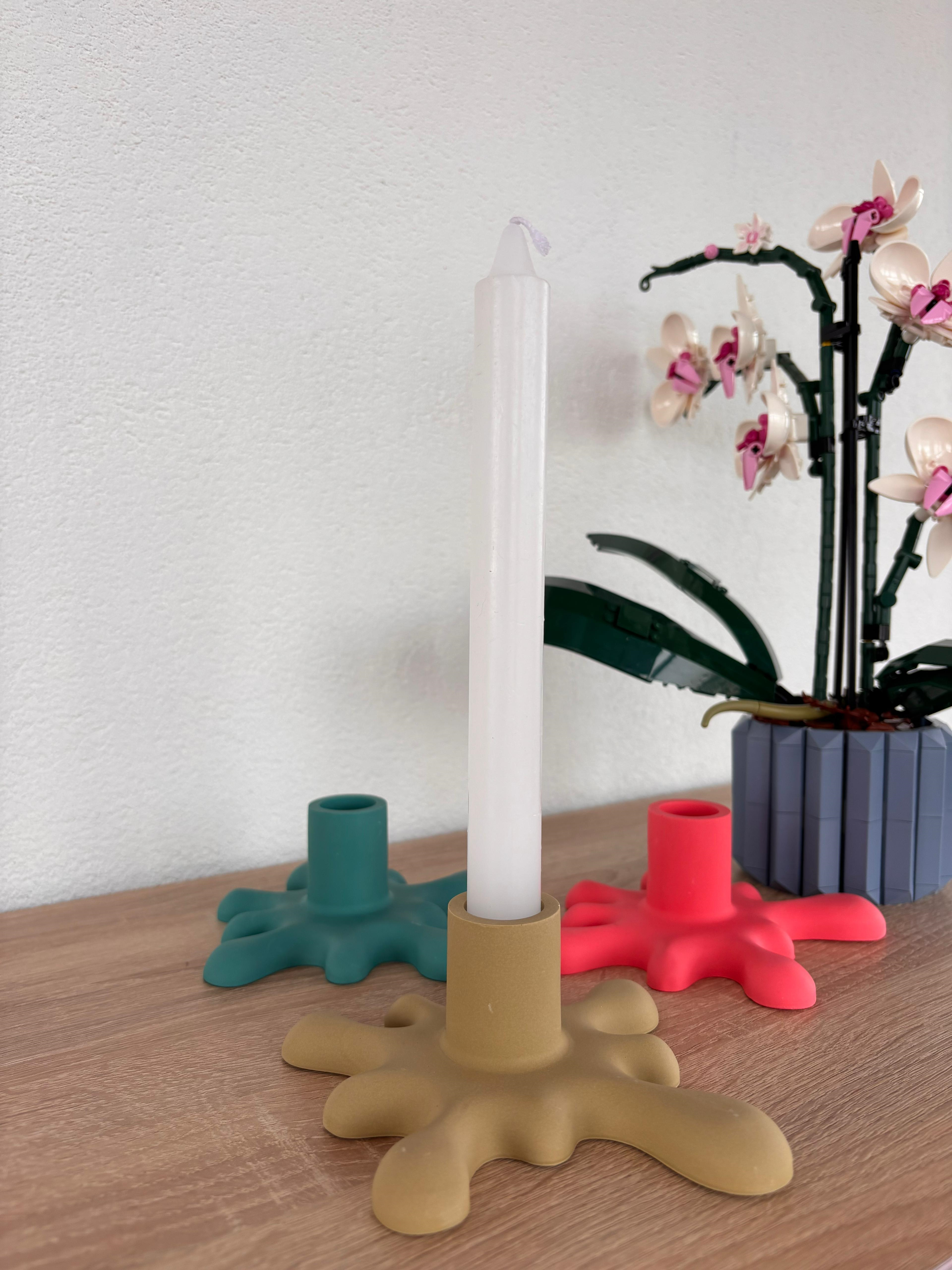 Atölye Mona Jesmonite Pennellata Şamdan Hardal