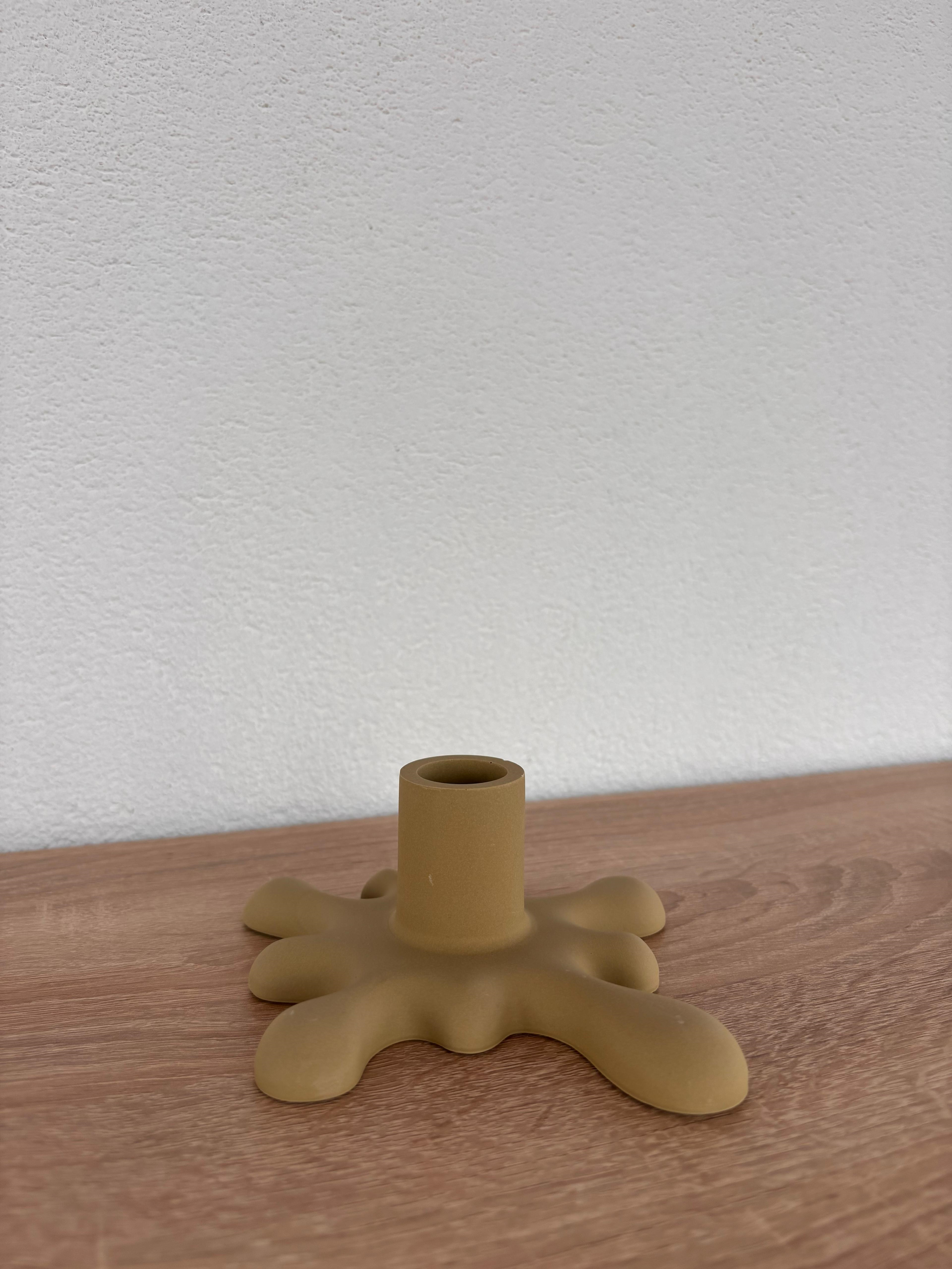 Atölye Mona Jesmonite Pennellata Şamdan Hardal