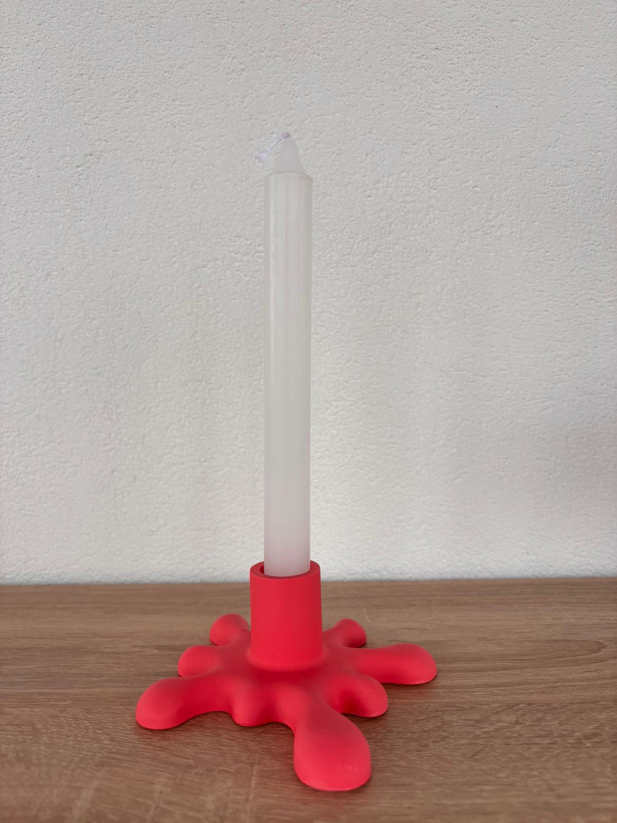 Atölye Mona Jesmonite Pennellata Şamdan Kırmızı