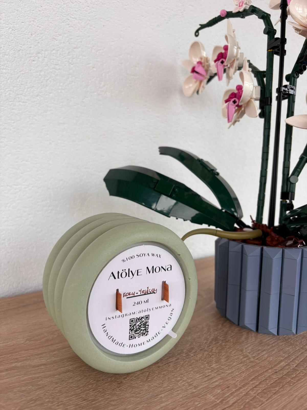 Atölye Mona Jesmonite Strato Mumluk Soya Wax Yeşil
