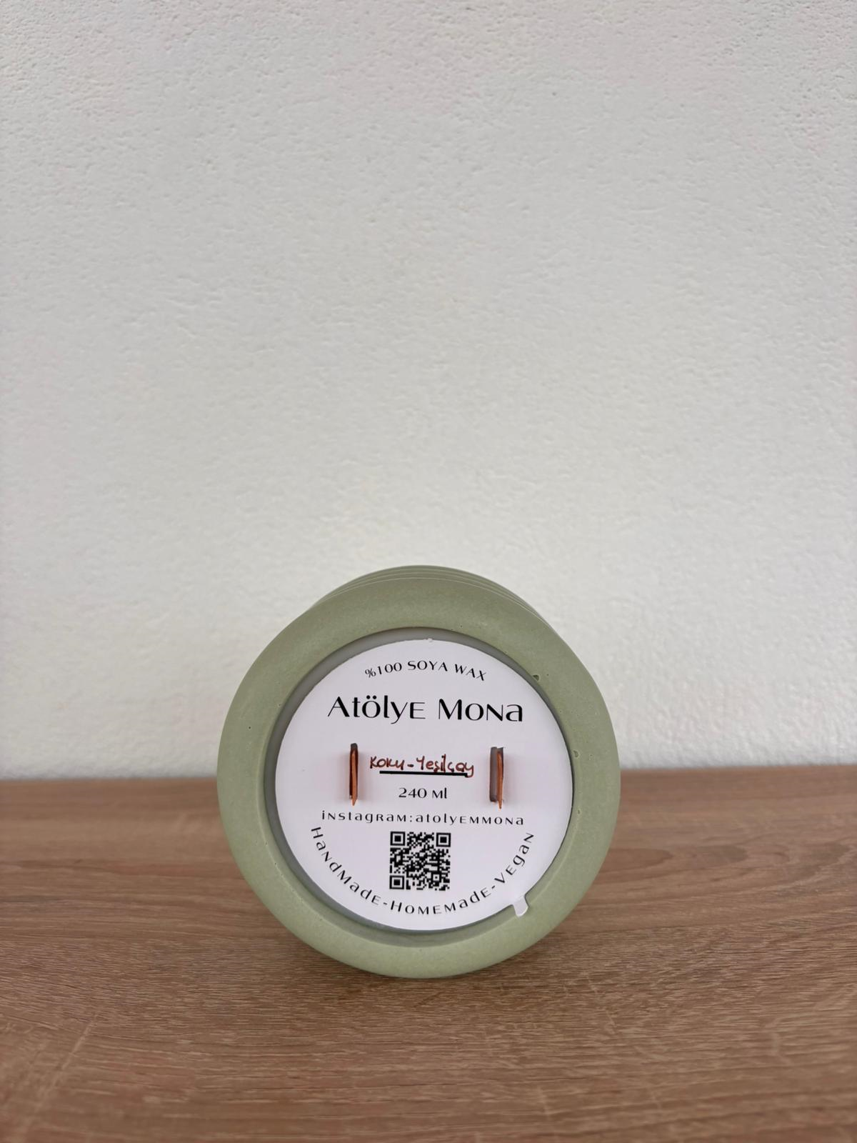 Atölye Mona Jesmonite Strato Mumluk Soya Wax Yeşil