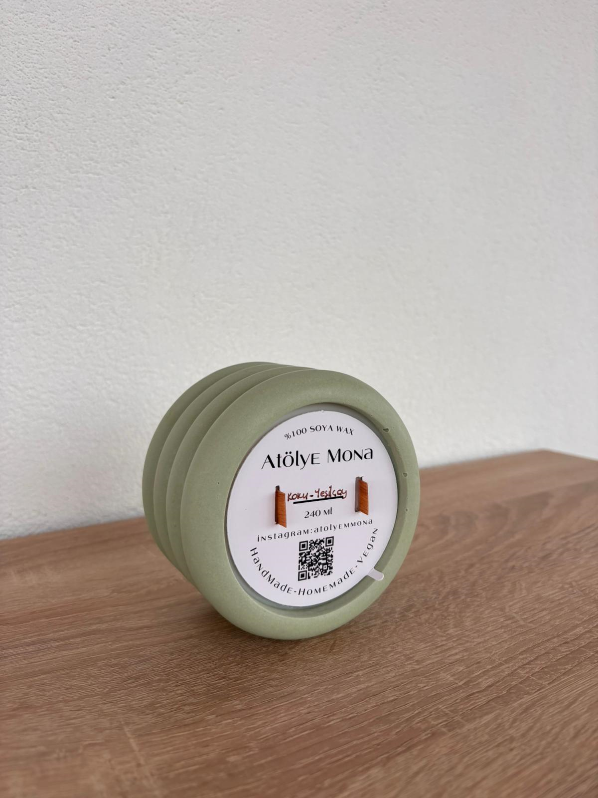 Atölye Mona Jesmonite Strato Mumluk Soya Wax Yeşil