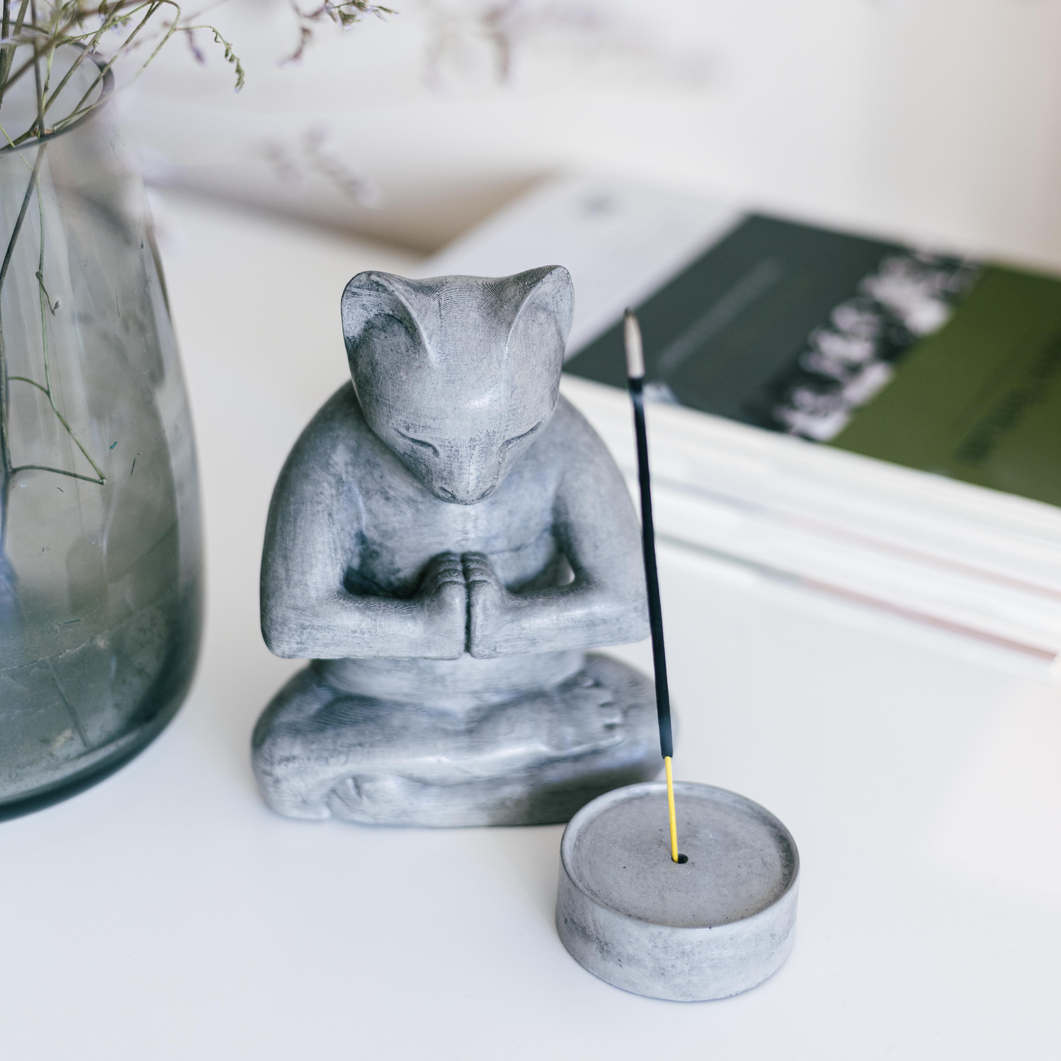 Beton Meditasyon Kedi-Tütsülük