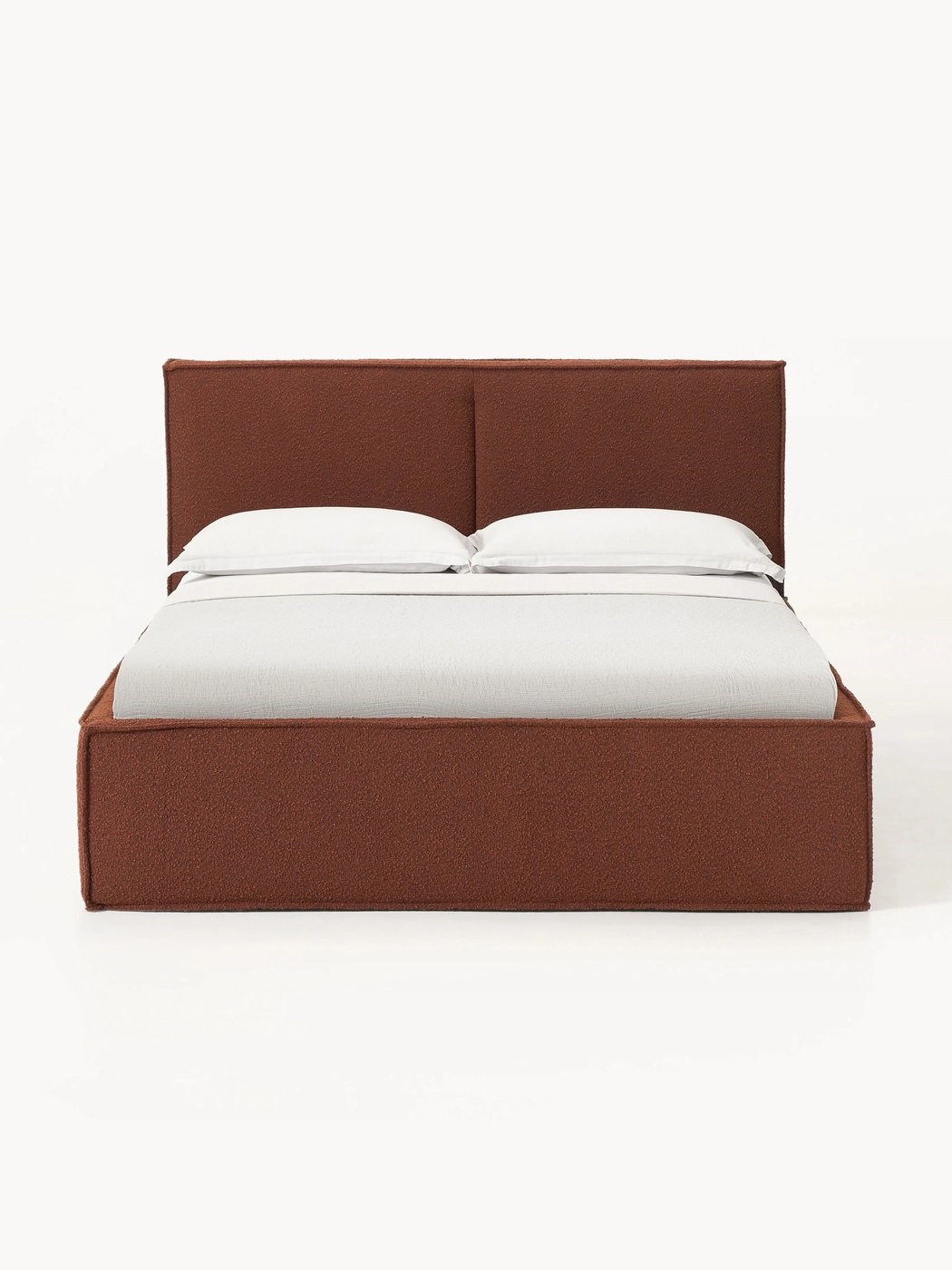 Boucle Kaplı Şifonyerli Yatak Terracotta