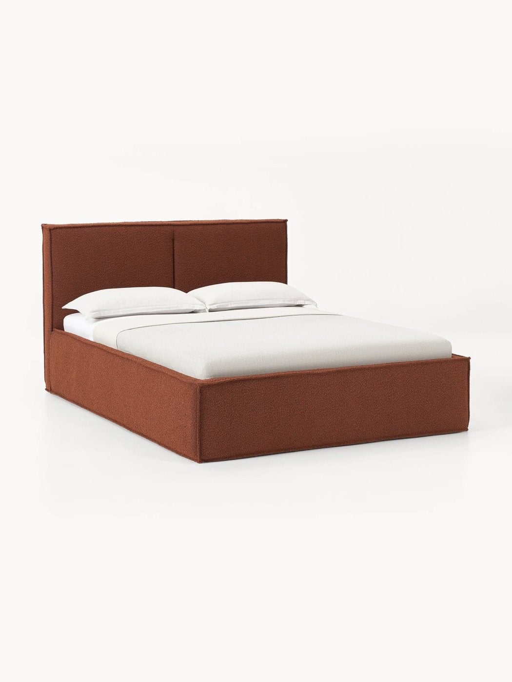 Boucle Kaplı Şifonyerli Yatak Terracotta