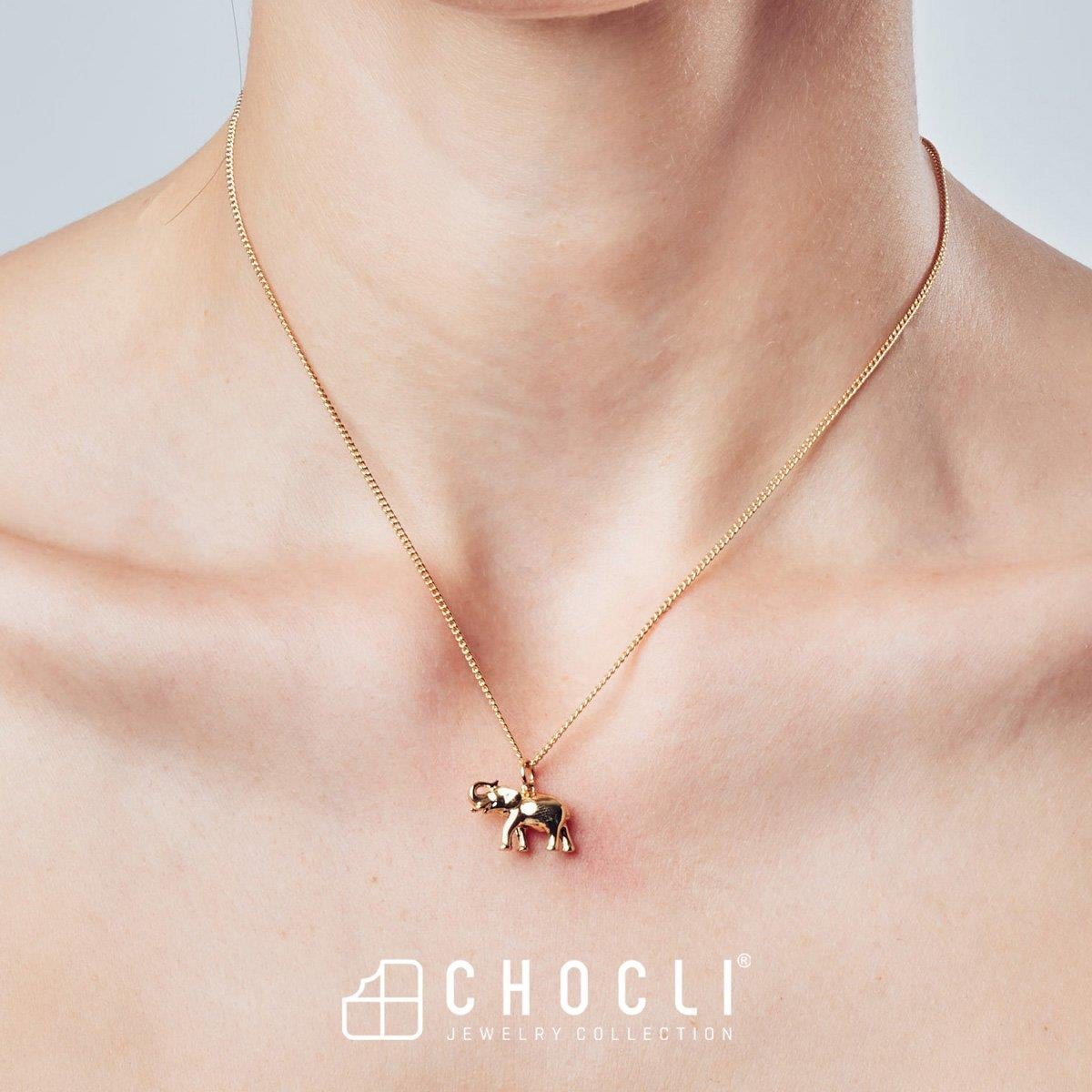 Chocli 18 Ayar Altın Kaplama Fil Kolye