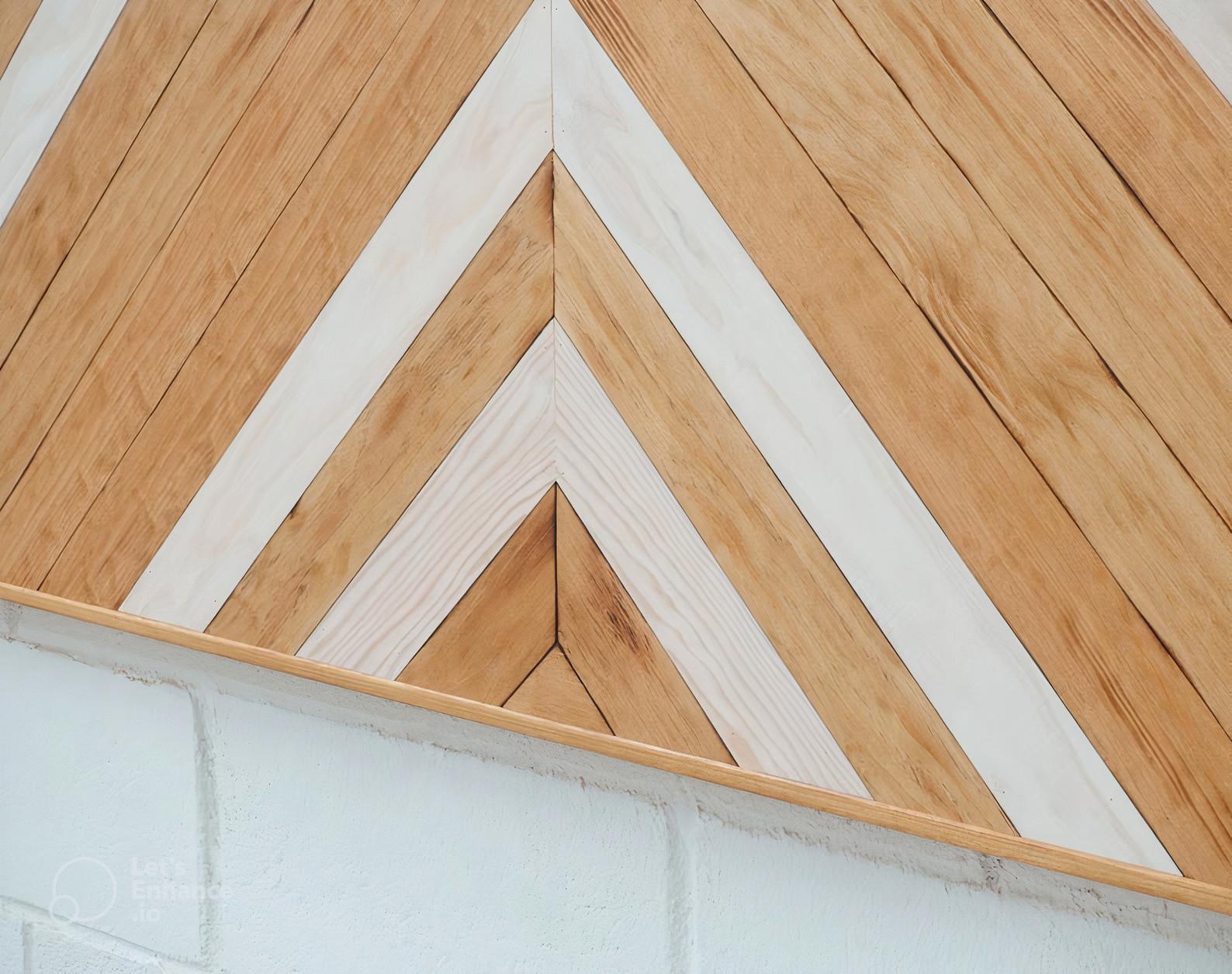 Geometrik Çift Kişilik Ahşap Yatak/ Baza Başlığı