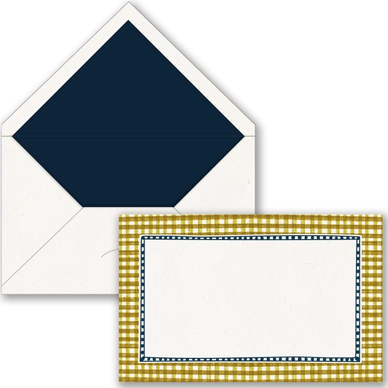 Gingham Pötikare Yazısız Zarflı Not ve Tebrik Kartı 10'lu Kutu