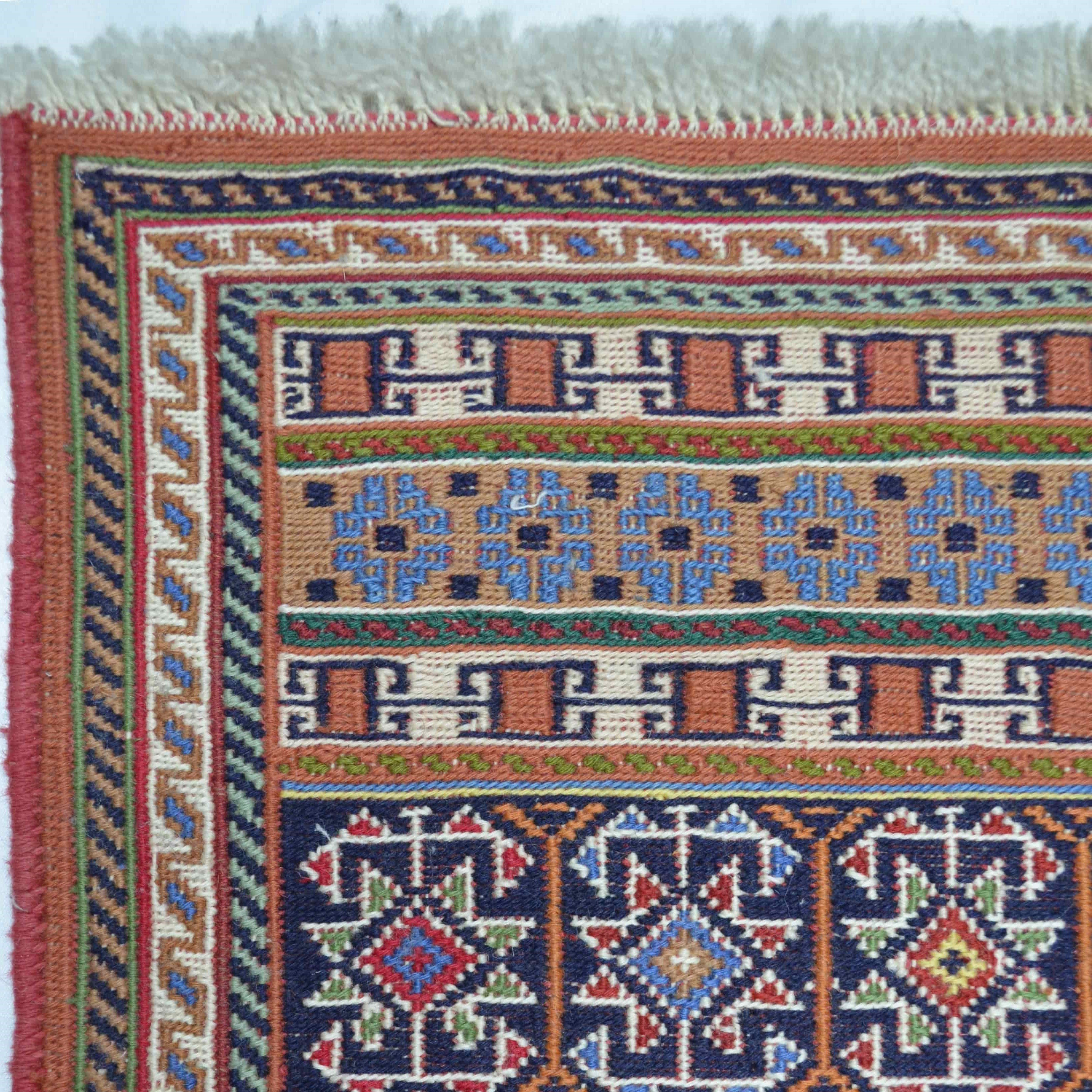 İran Zolanvari El Dokuma Kiremit Rengi Sumak Kilim Yolluk 34x143 cm