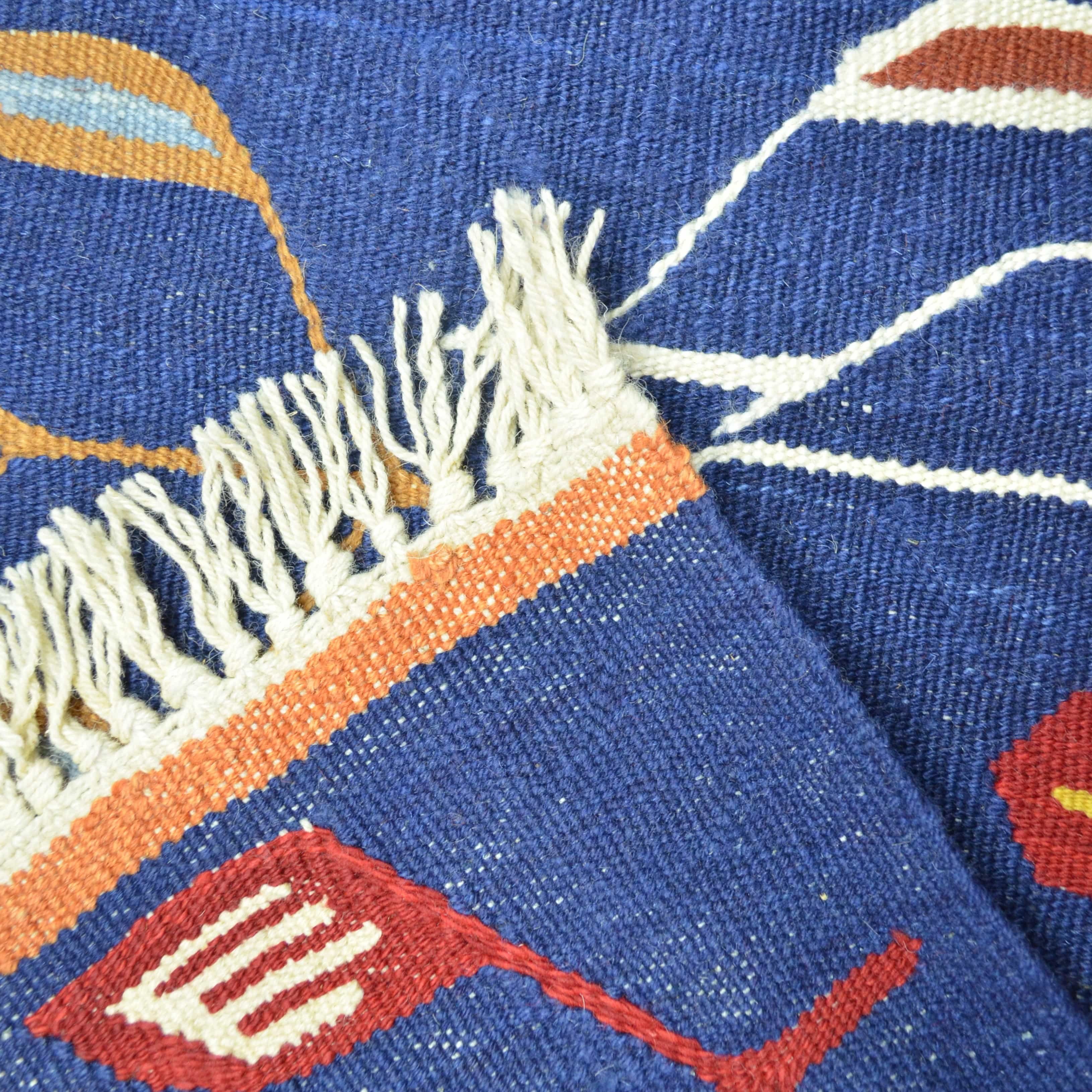 Lale ve Buğday Başağı Motifli El Dokuma Uşak Kilim 122x172 cm