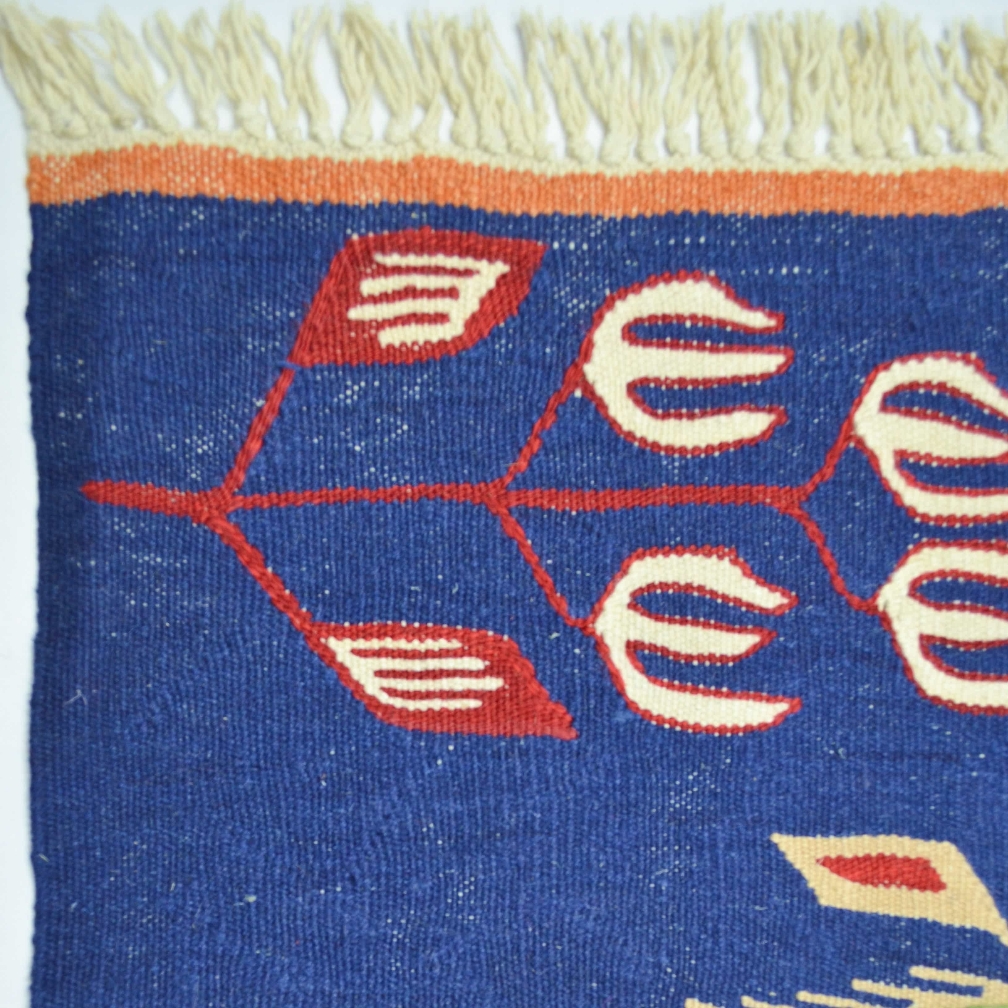 Lale ve Buğday Başağı Motifli El Dokuma Uşak Kilim 122x172 cm