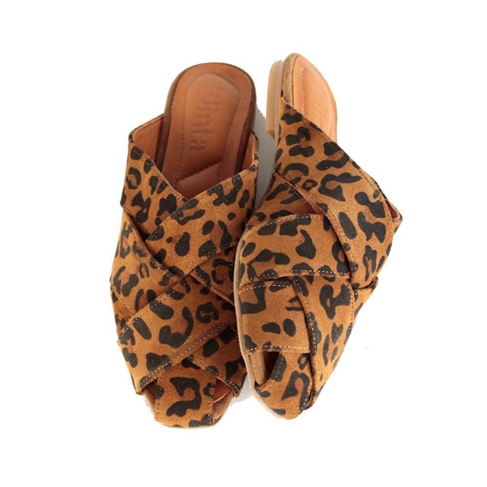 Leopar Kadın Süet Terlik
