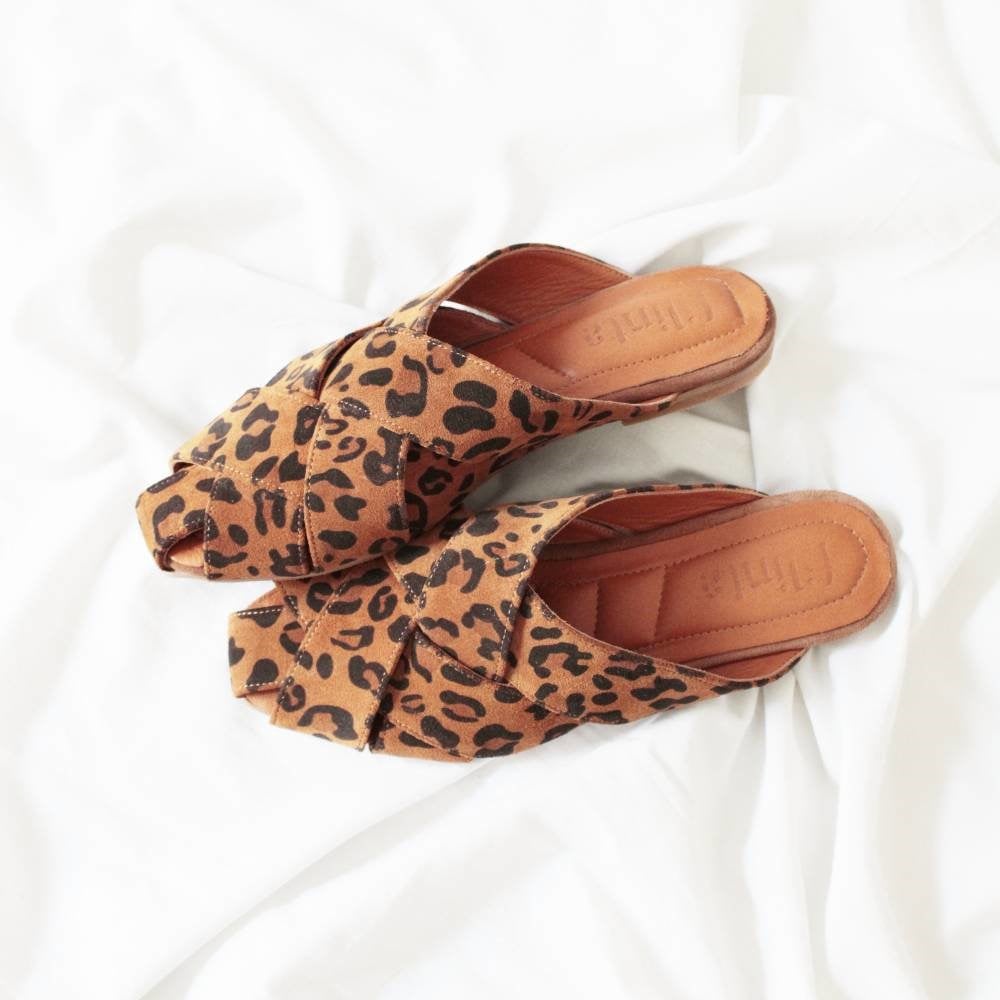 Leopar Kadın Süet Terlik