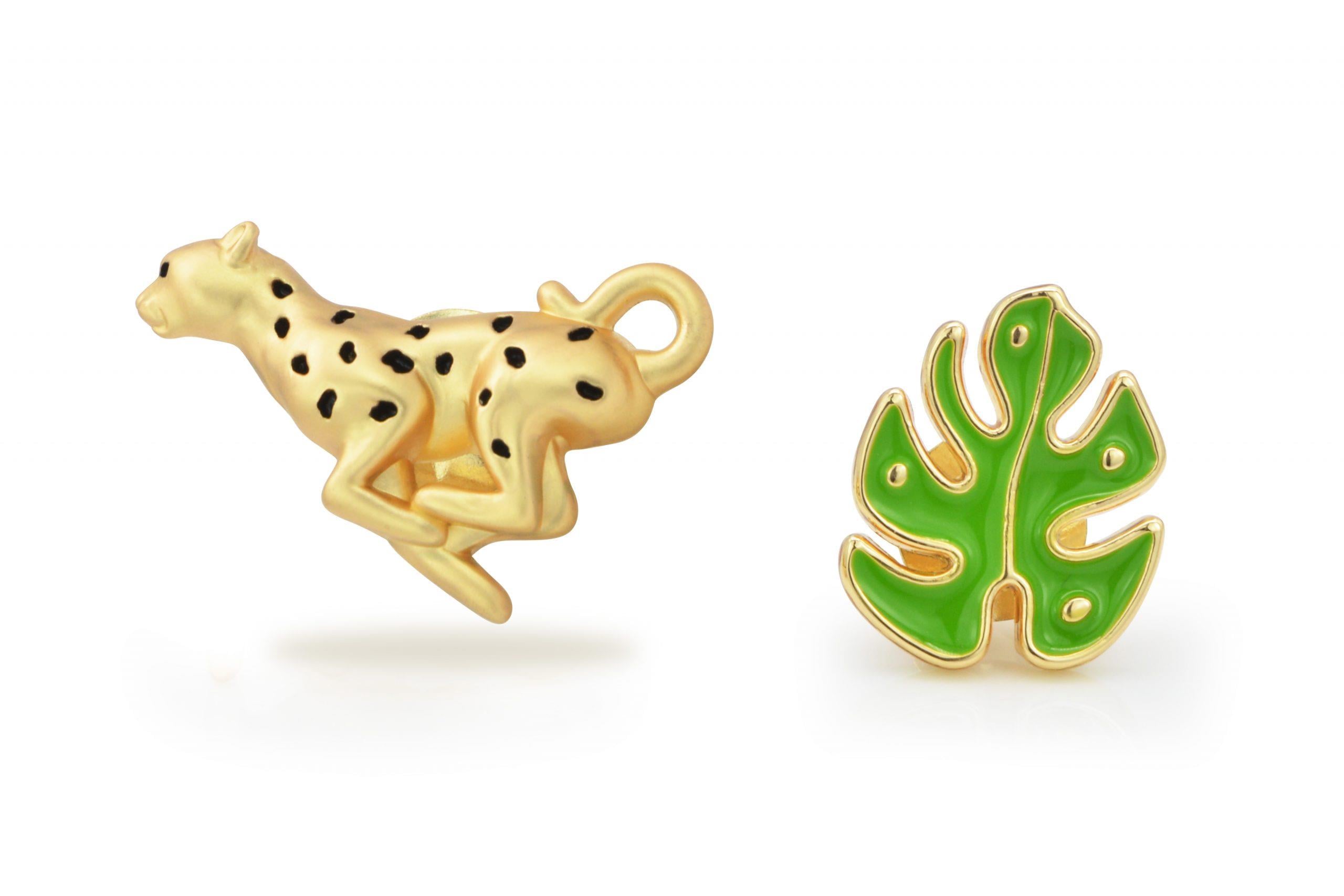 Metalmorphose Leopar & Tropikal Yaprak Broş Seti