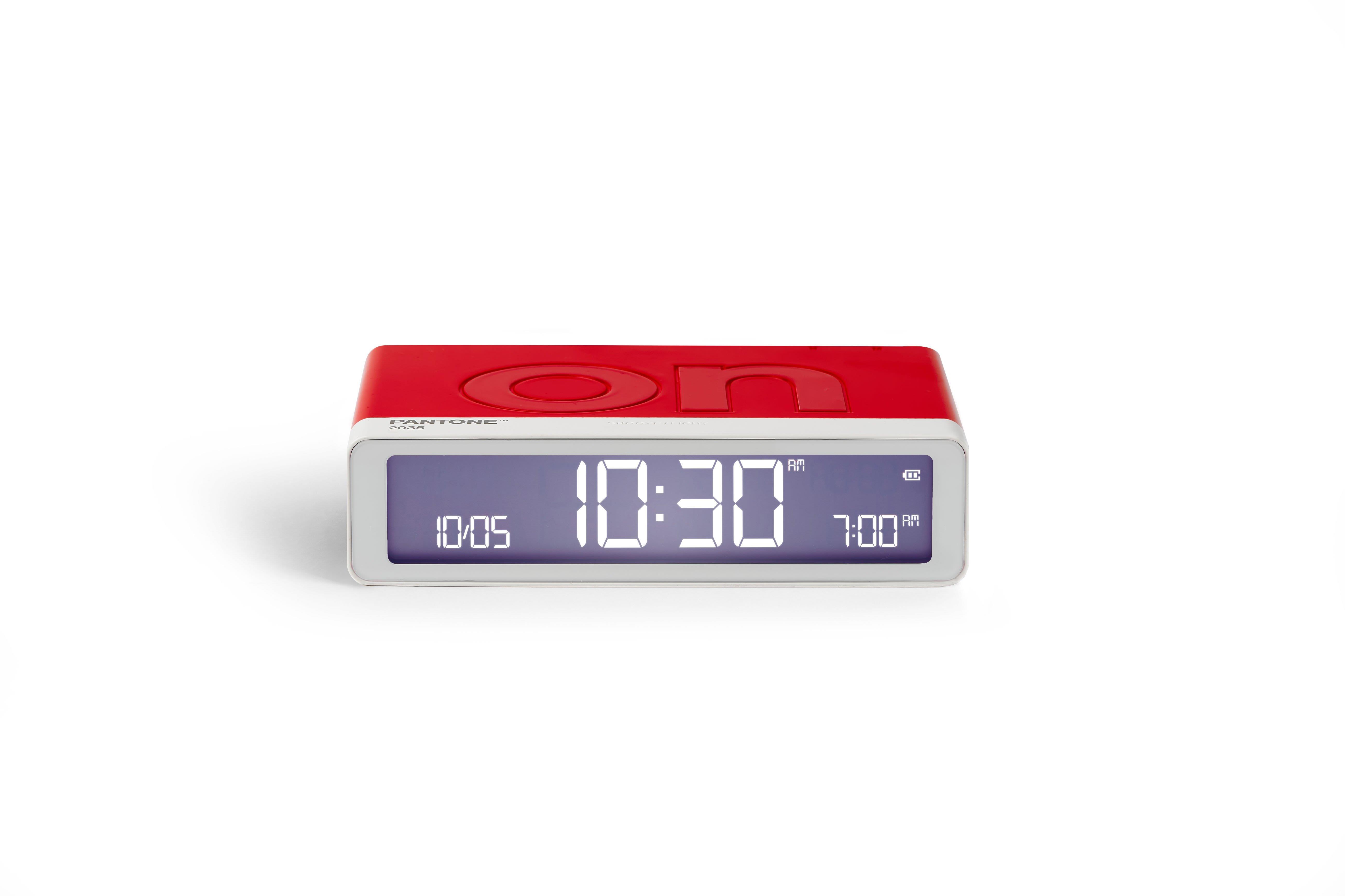 Lexon x Pantone Flip Klasik Şarj Edilebilir Alarm Saat Kırmızı