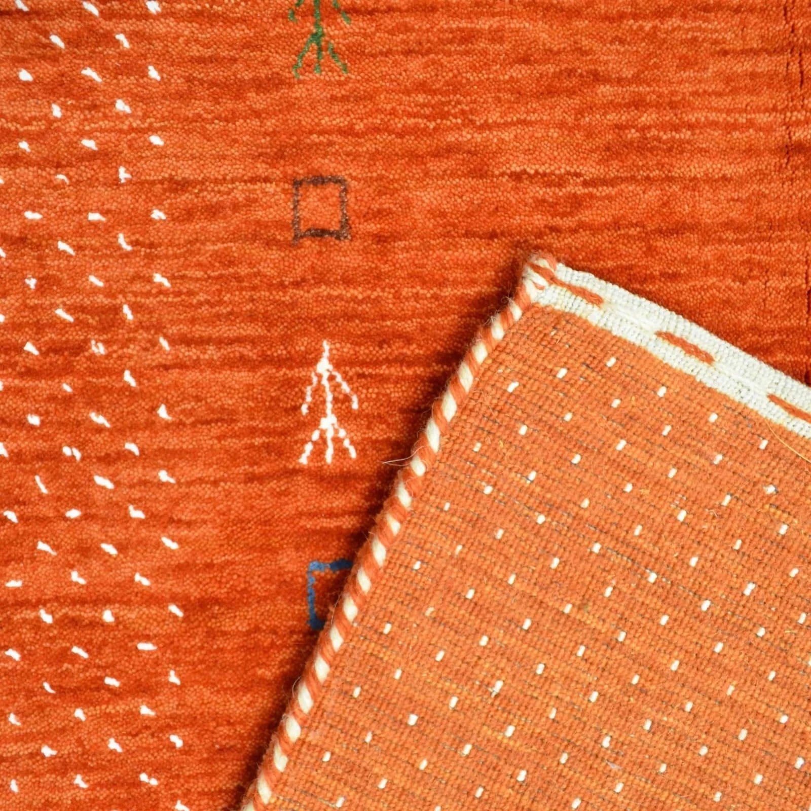 Lori Etnik Motifli Yünden El Dokuma Turuncu Renk Halı