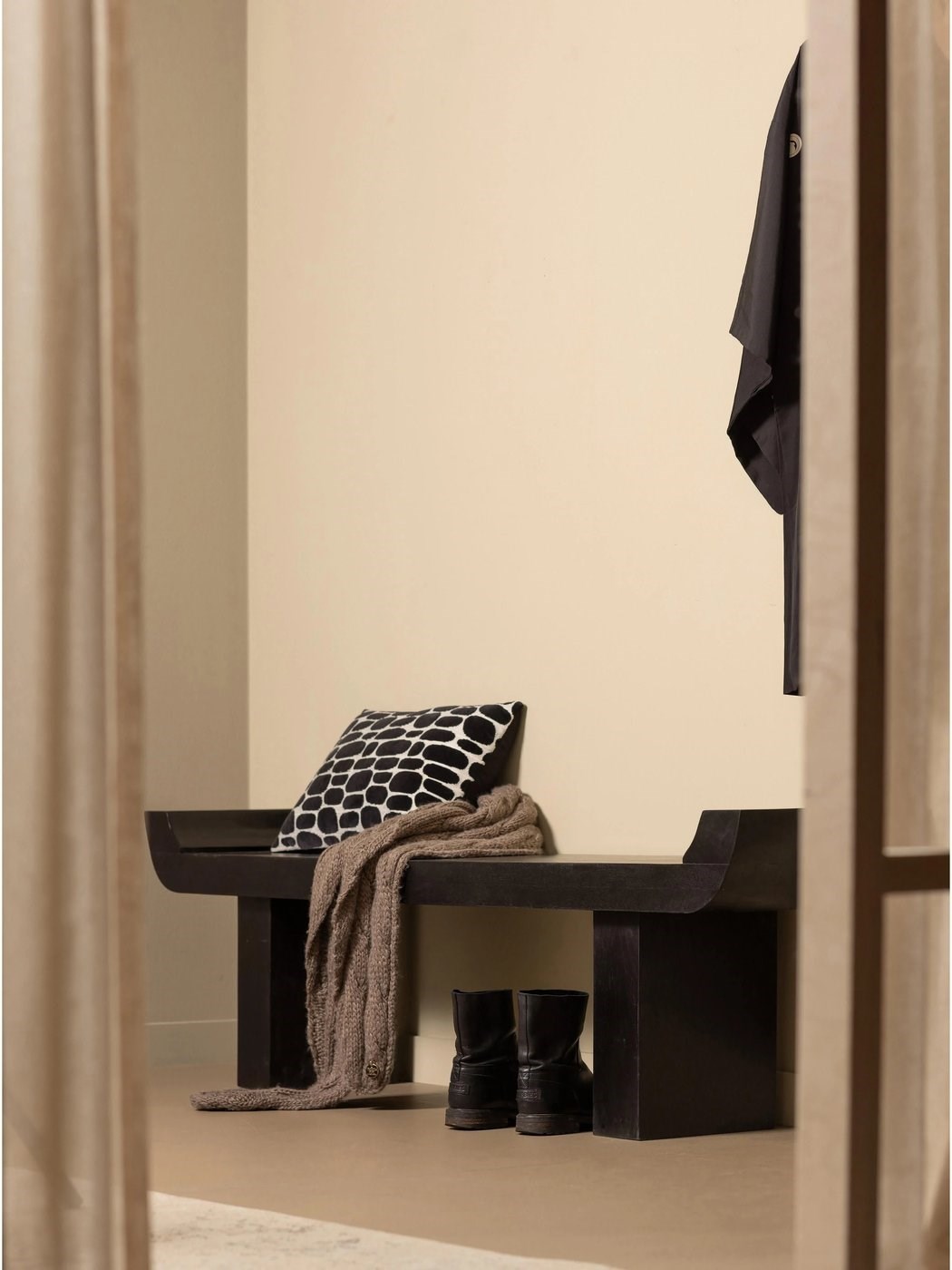 Lox Minimalist Ahşap Bank Siyah 183cm