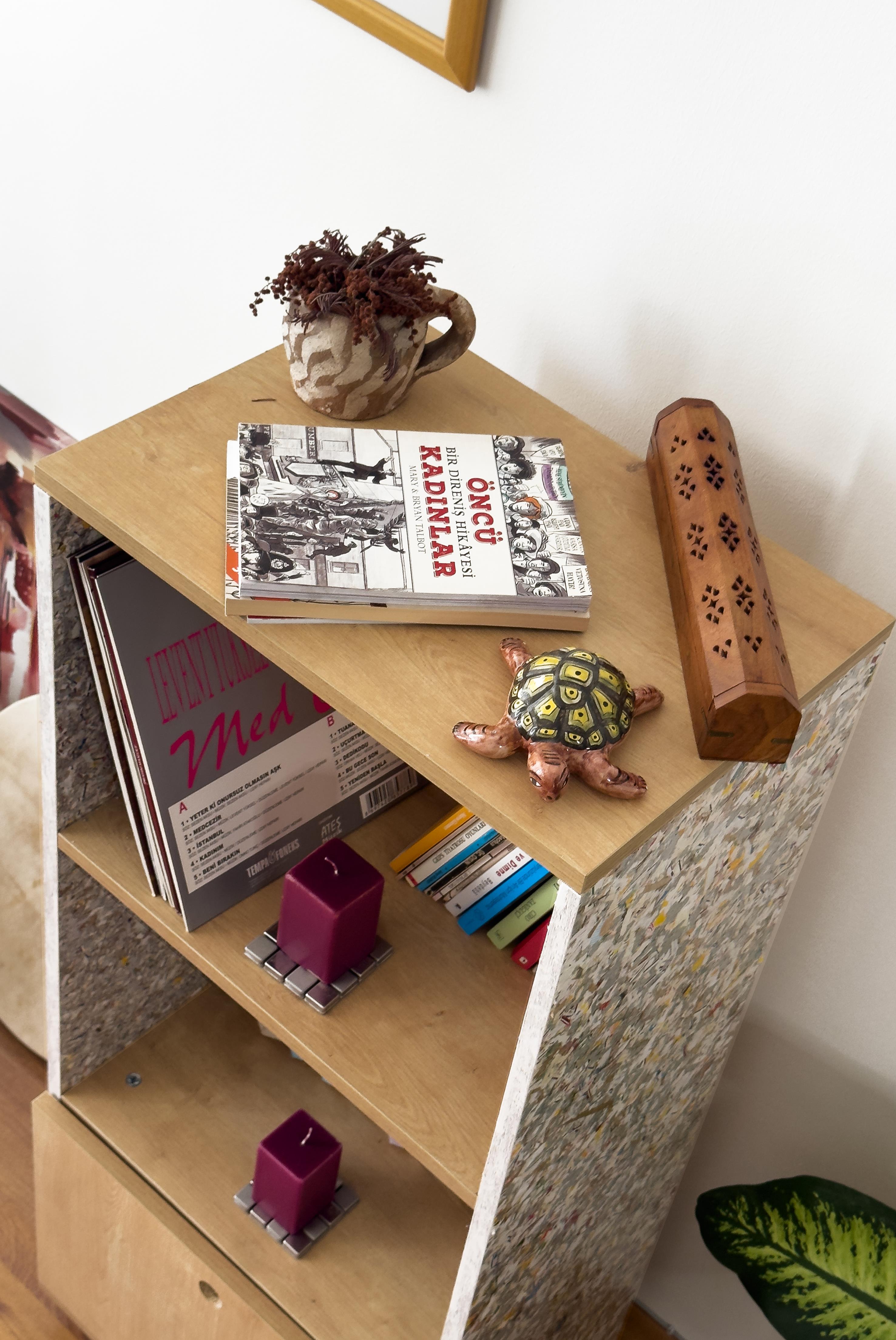 Mevs - Tekerlekli Modüler Kitaplık - Geri Dönüşüm Kompozit Panel (rcp)