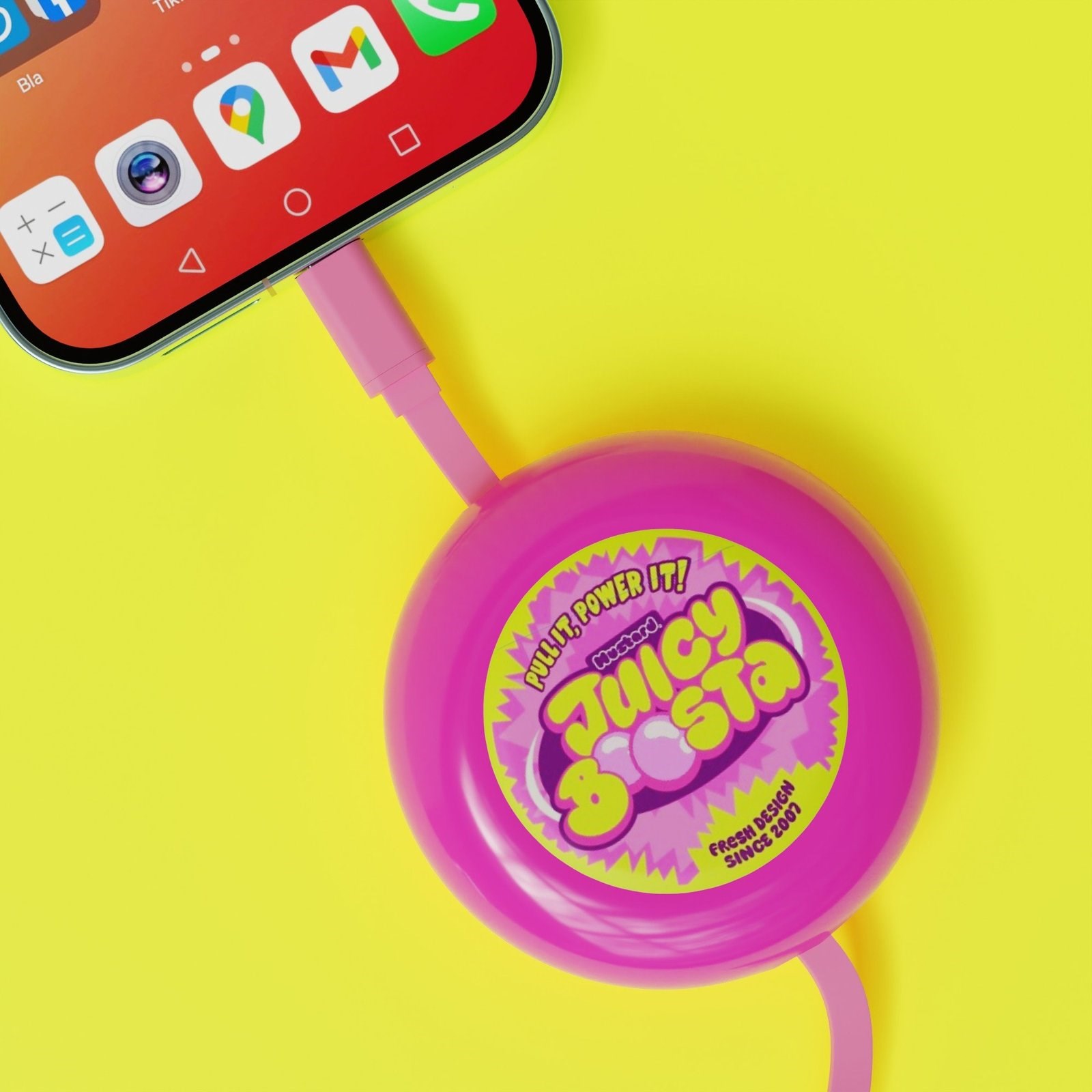 Mustard Juicy Boosta  USB-C 100W Hızlı Şarj Kablosu - Pembe