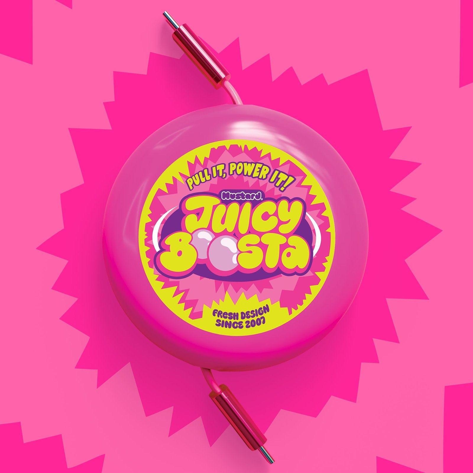 Mustard Juicy Boosta  USB-C 100W Hızlı Şarj Kablosu - Pembe