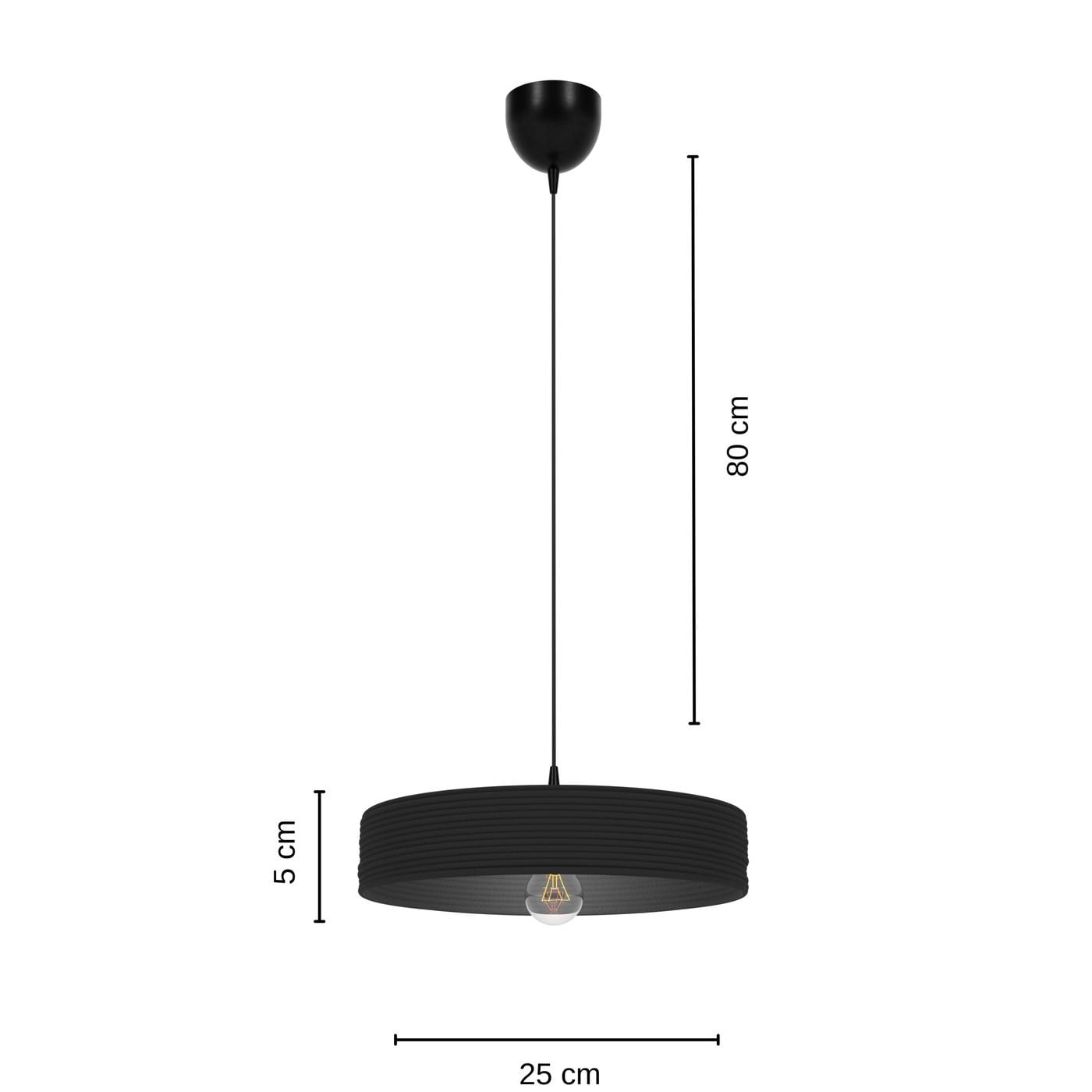 Nest El Yapımı Dekoratif Tasarım Jüt Avize M (Siyah, 300gr.)