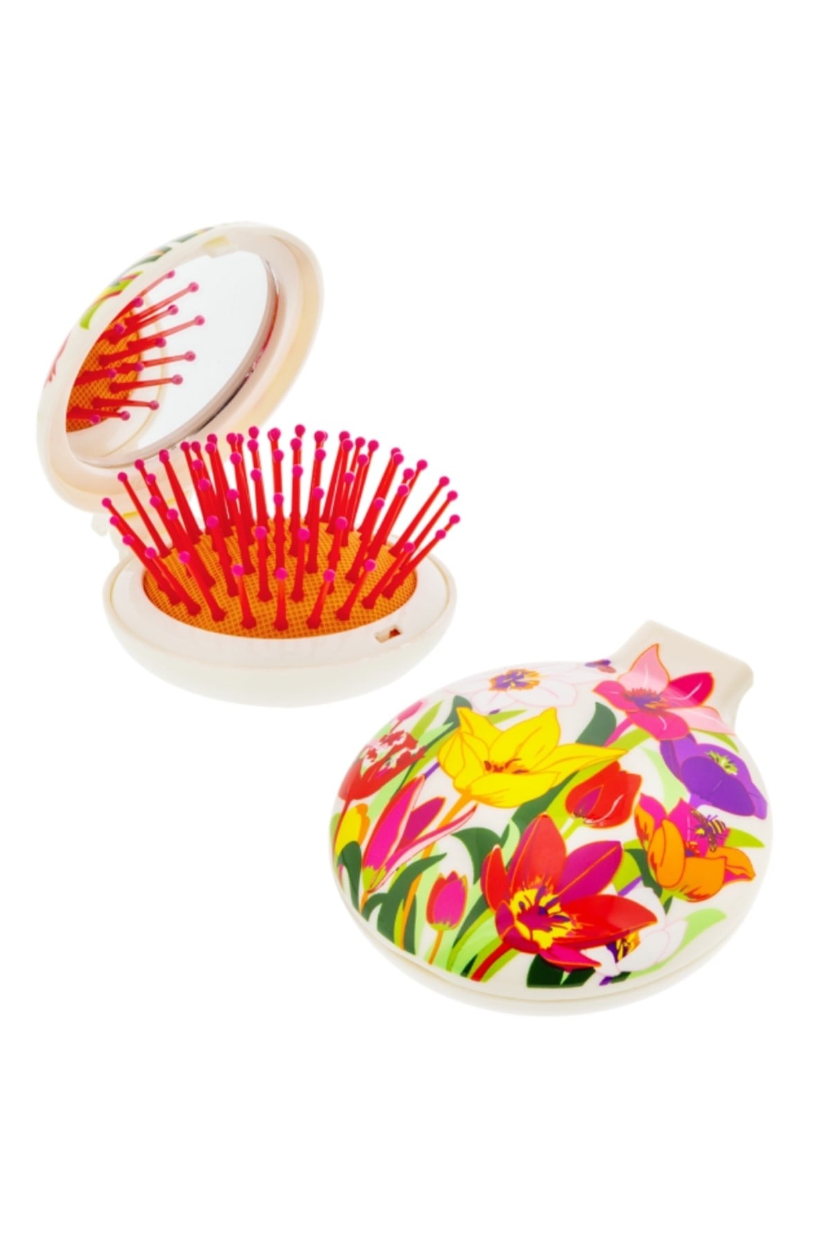 Pylones Aynalı Katlanabilir Saç Fırçası - Lady Retro - Tulipes