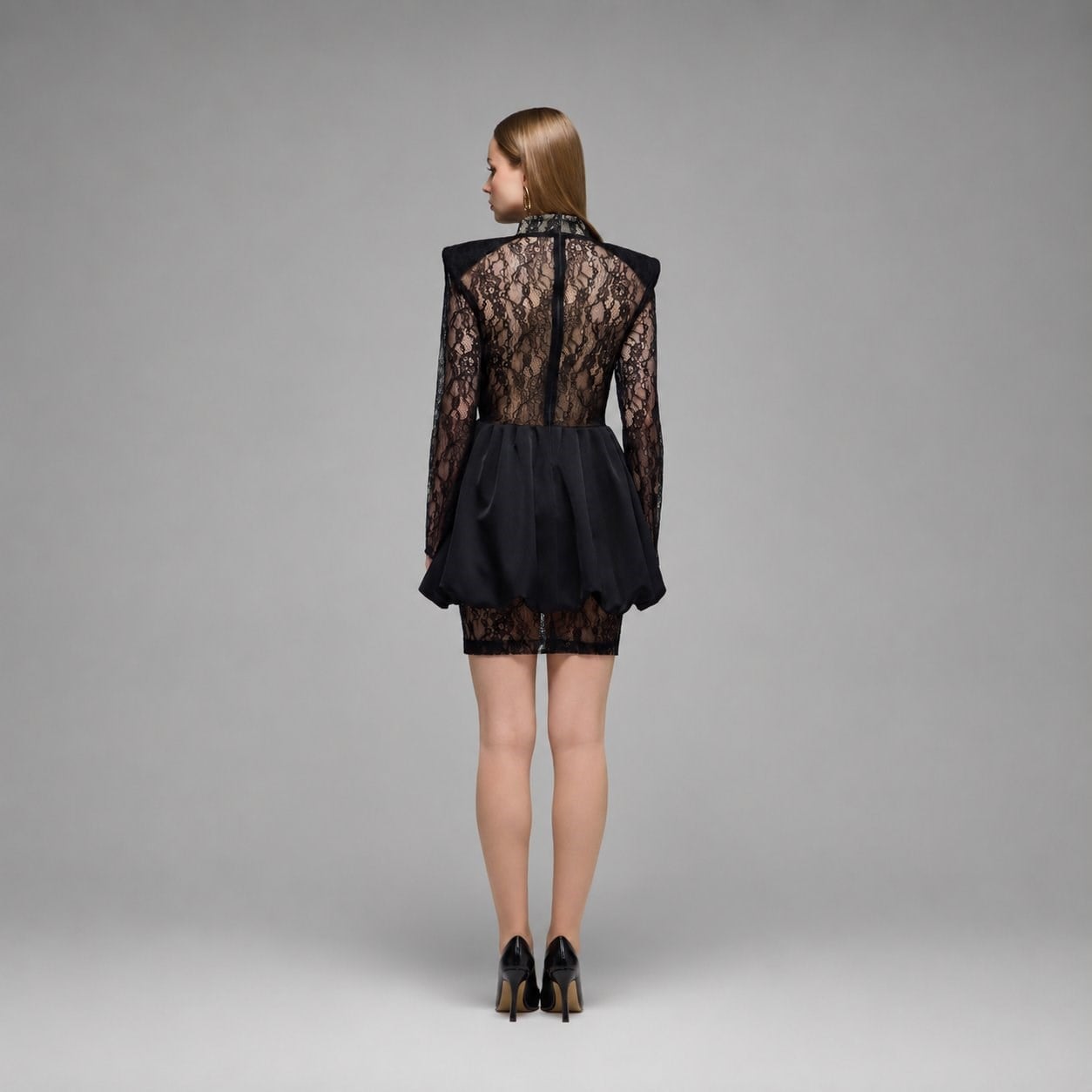 Runa Cut-out Detailed &  Balloon Skirt Lace Dress