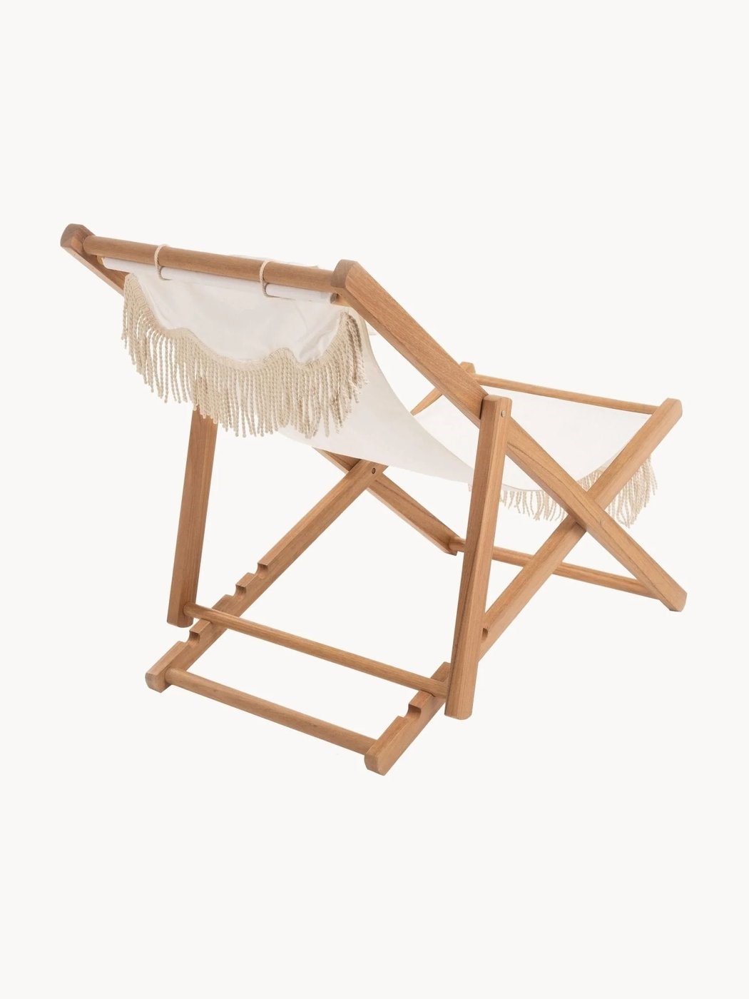 Sling Püsküllü Katlanır Ahşap Şezlong