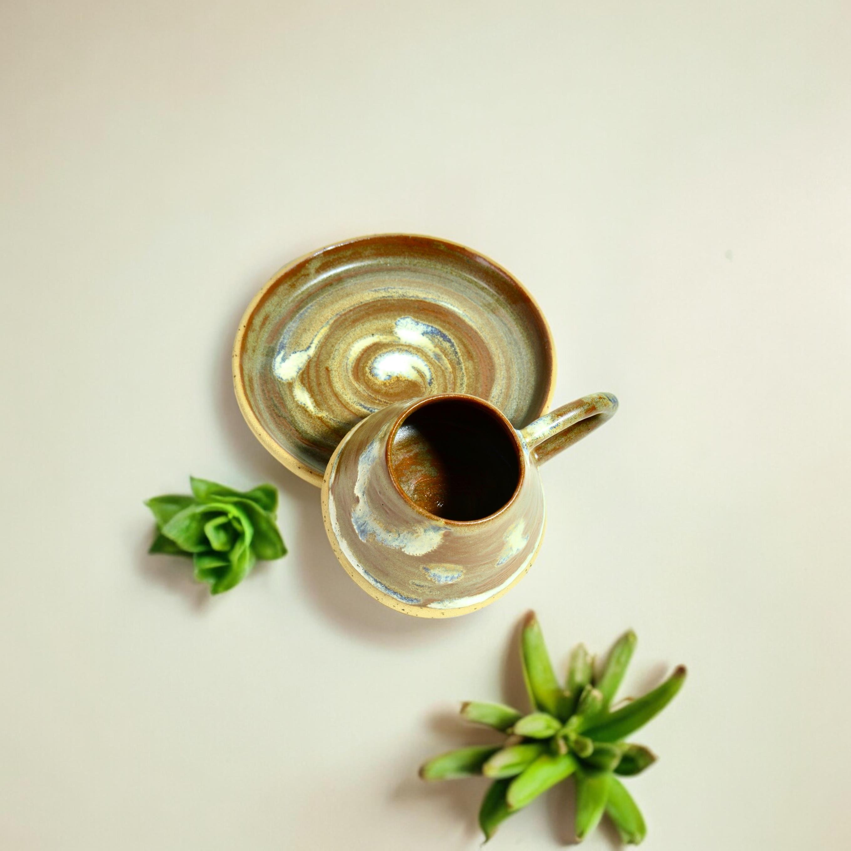 Stoneware Kahverengi Fincan Takımı