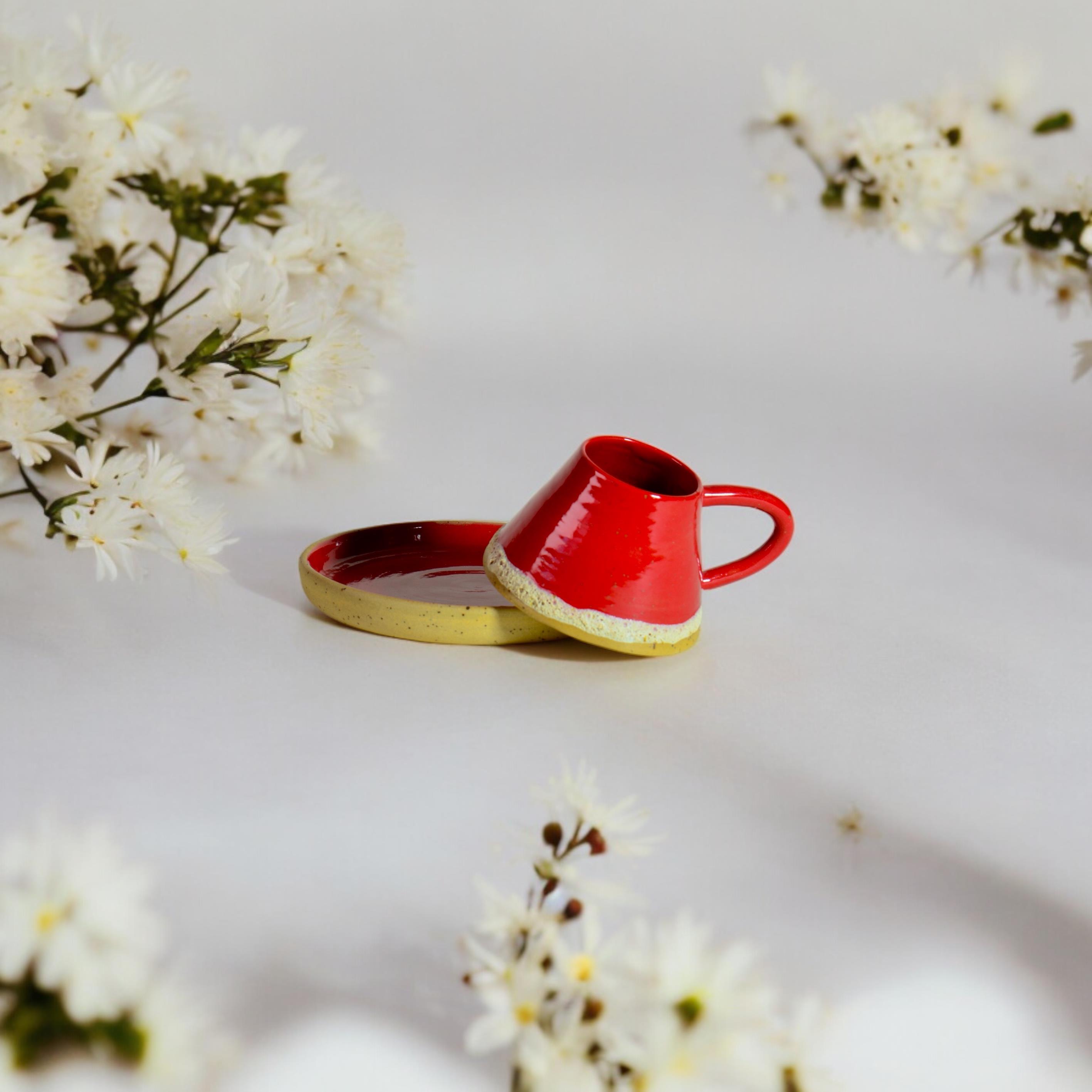 Stoneware Kırmızı Fincan Takımı