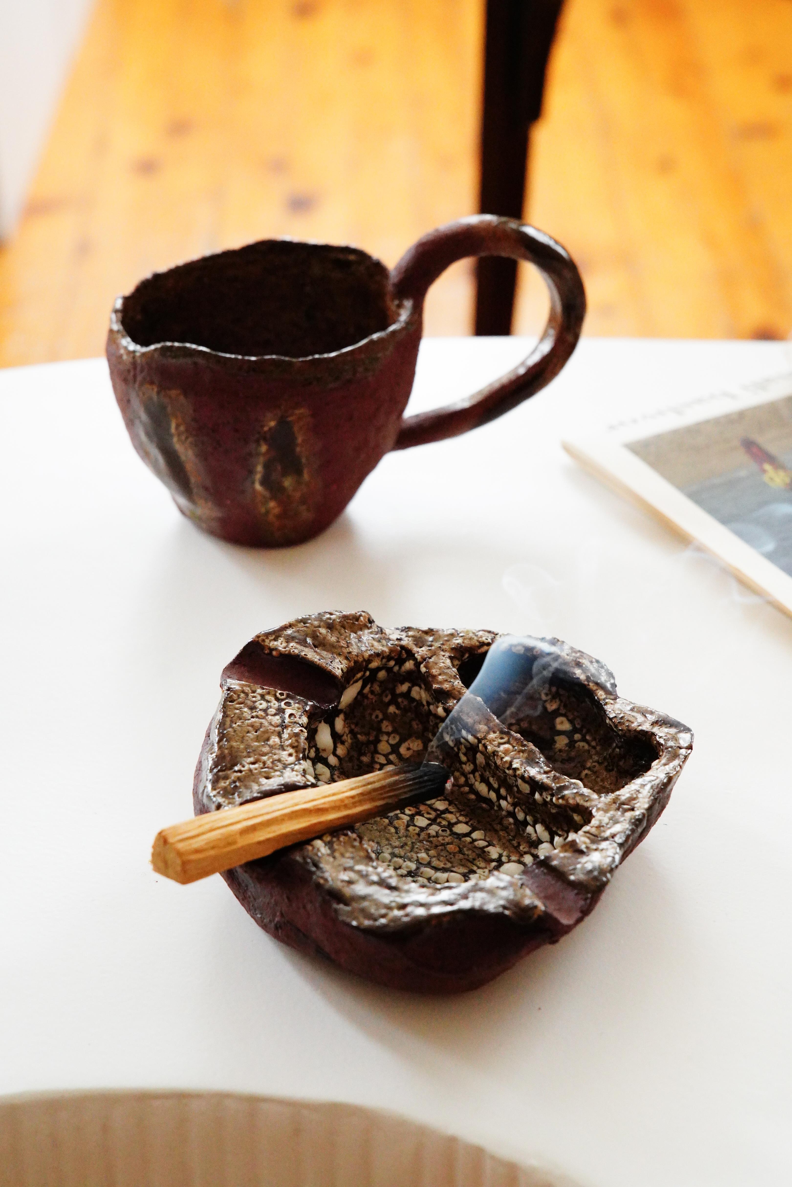 Stoneware Koyu Bordo Pütürlü Küllük