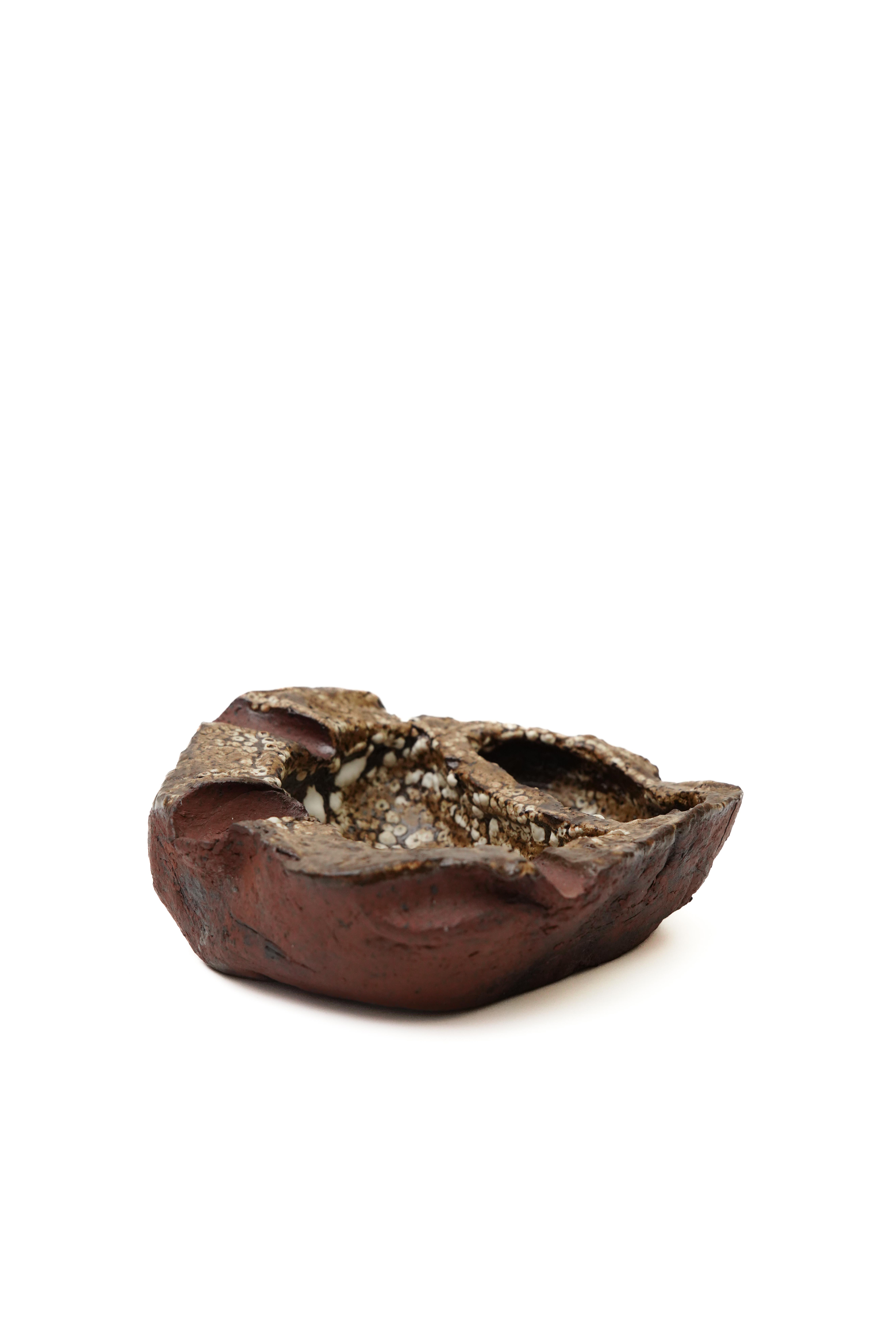 Stoneware Koyu Bordo Pütürlü Küllük