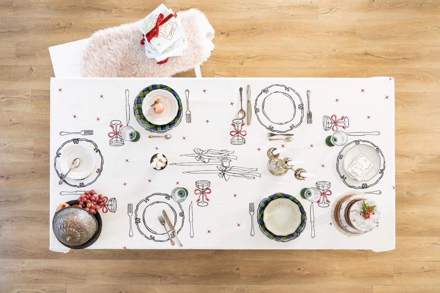 Table Setting Christmas Masa Örtüsü