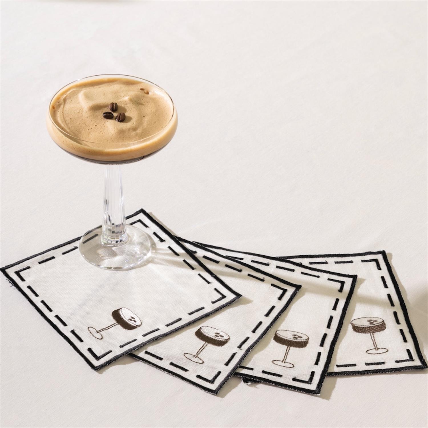 The Cocktail Club 4'Lü Espresso Martini Kokteyl Peçete Takımı