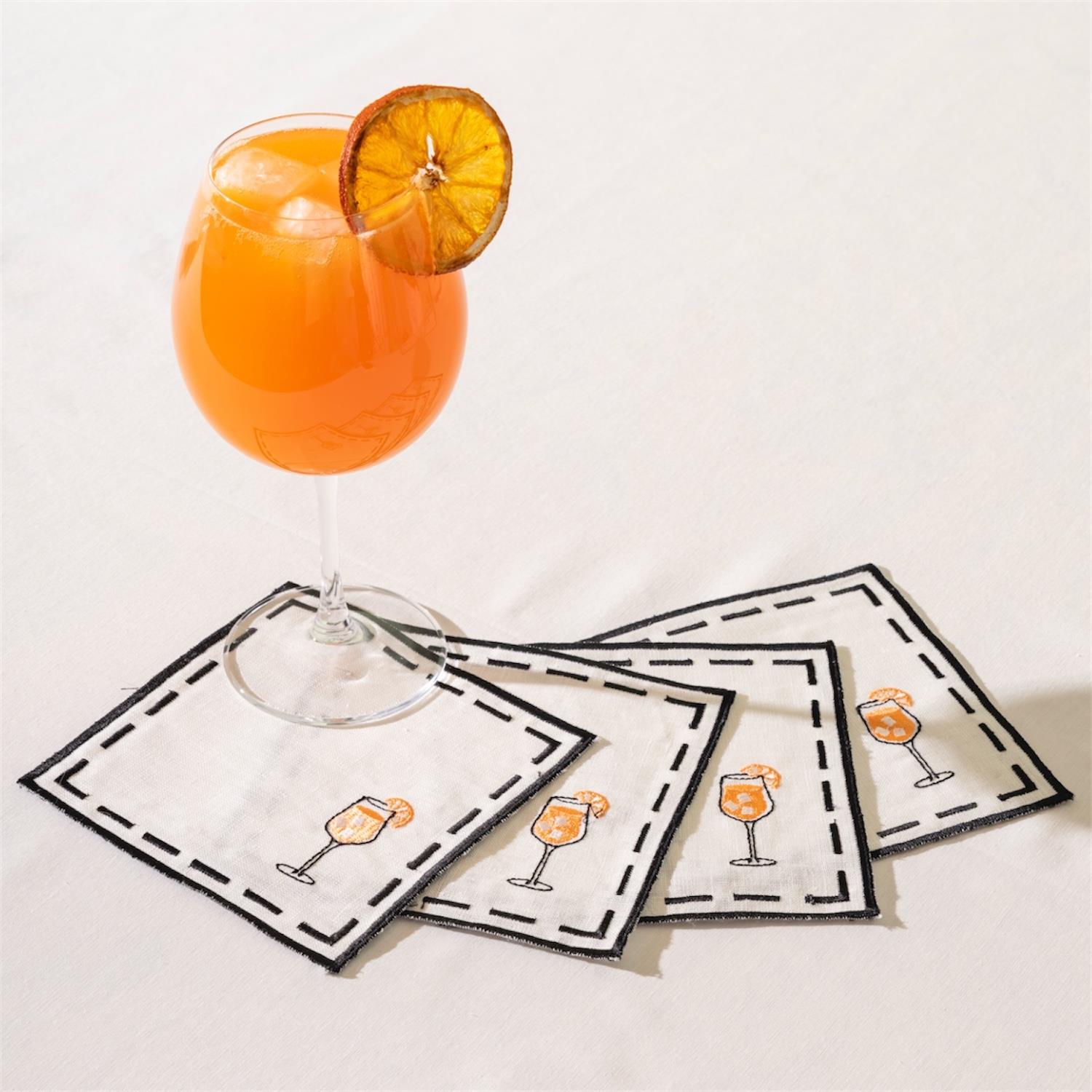 The Cocktail Club Aperol Spritz 4'Lü Kokteyl Peçete Takımı