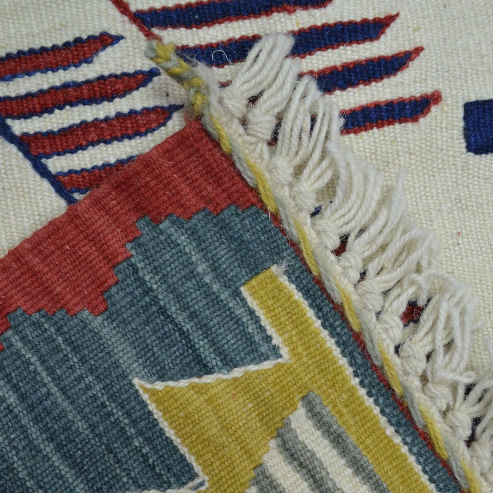 Uşak Yünden El Dokuma Yeşil, Sarı ve Bordo Renk Kilim 120x180 cm
