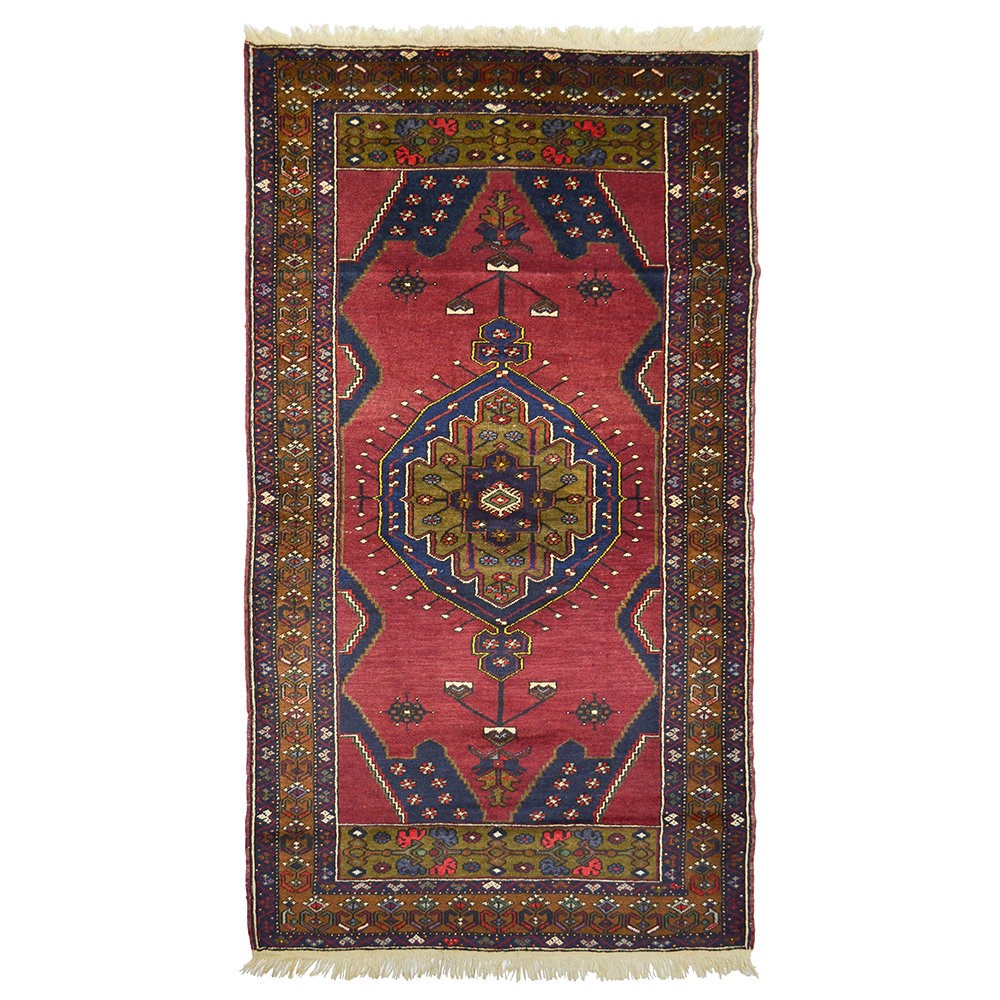 Vintage Yahyalı El Dokuma Halısı, Madalyon Desenli 120x230 cm