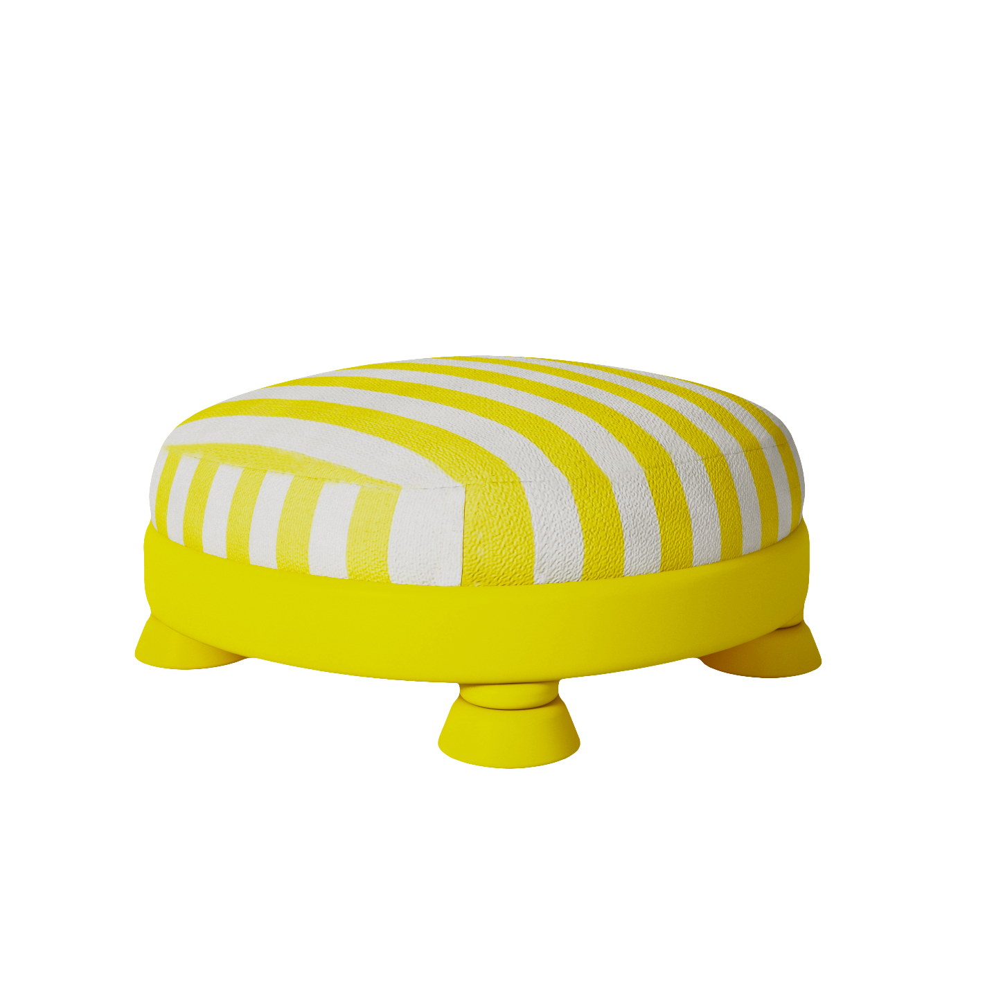 Yellow Mellow Sarı Çizgili Kumaş Puf